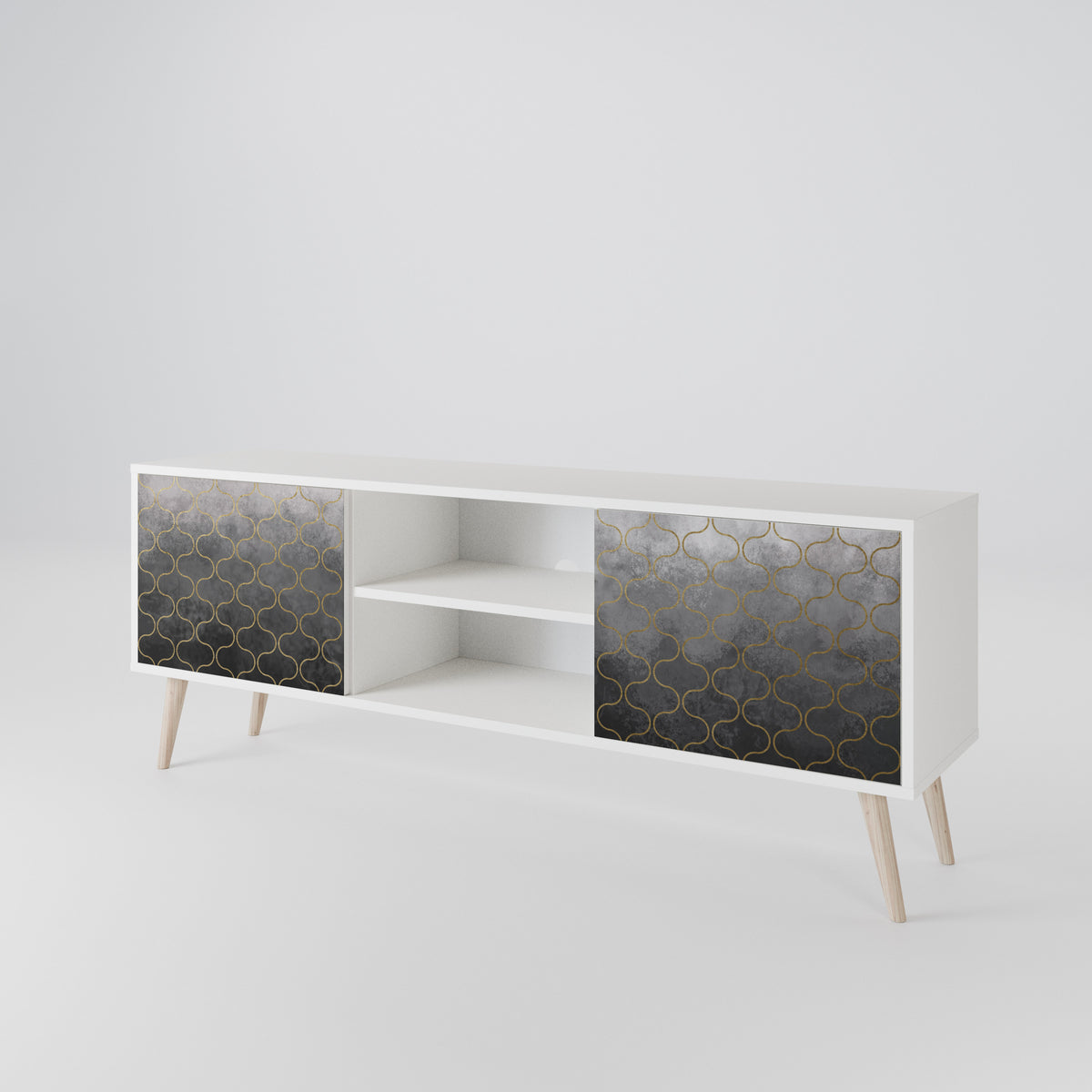 TESSELATED GRAYISH Mueble de TV de 2 Puertas