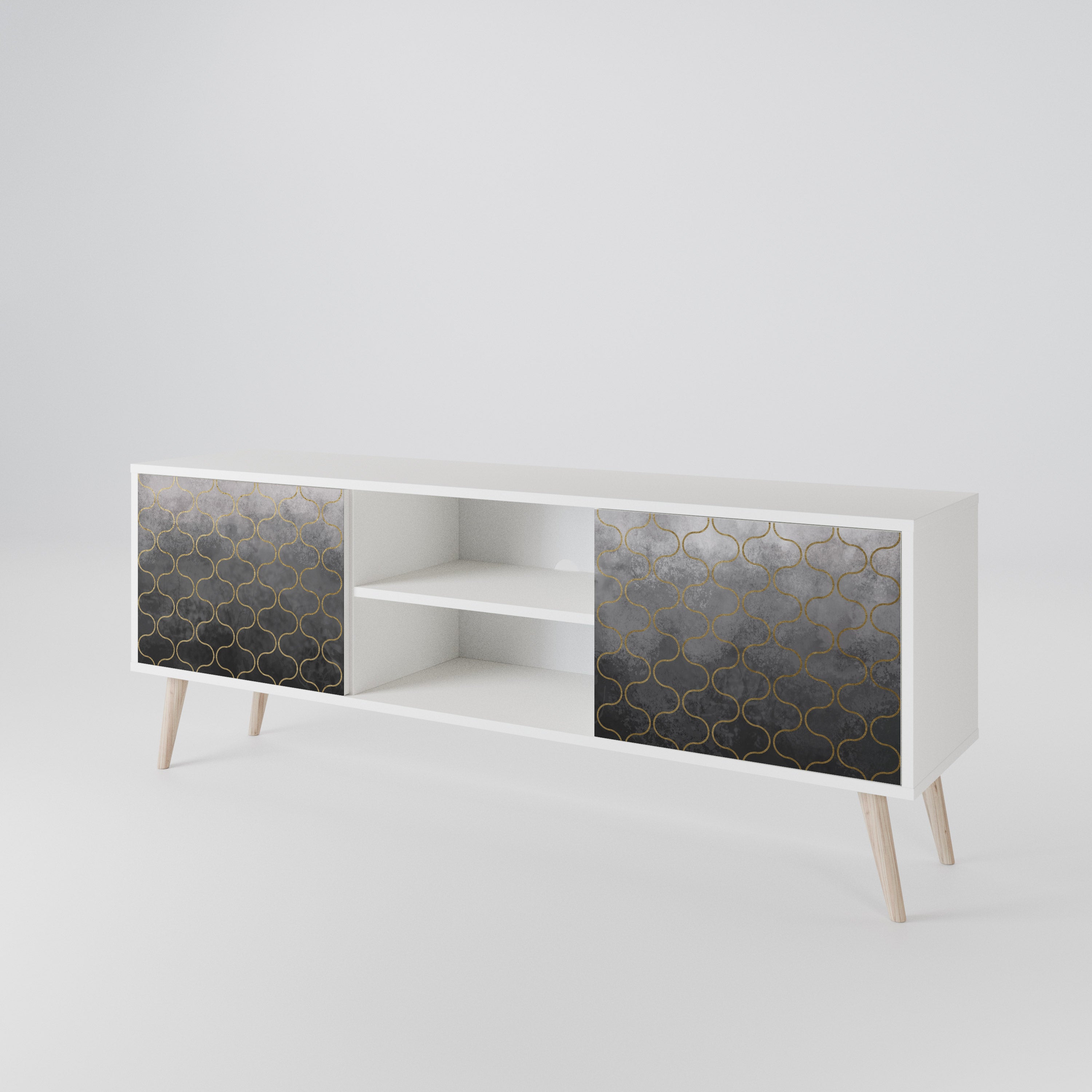 TESSELATED GRAYISH Mueble de TV de 2 Puertas