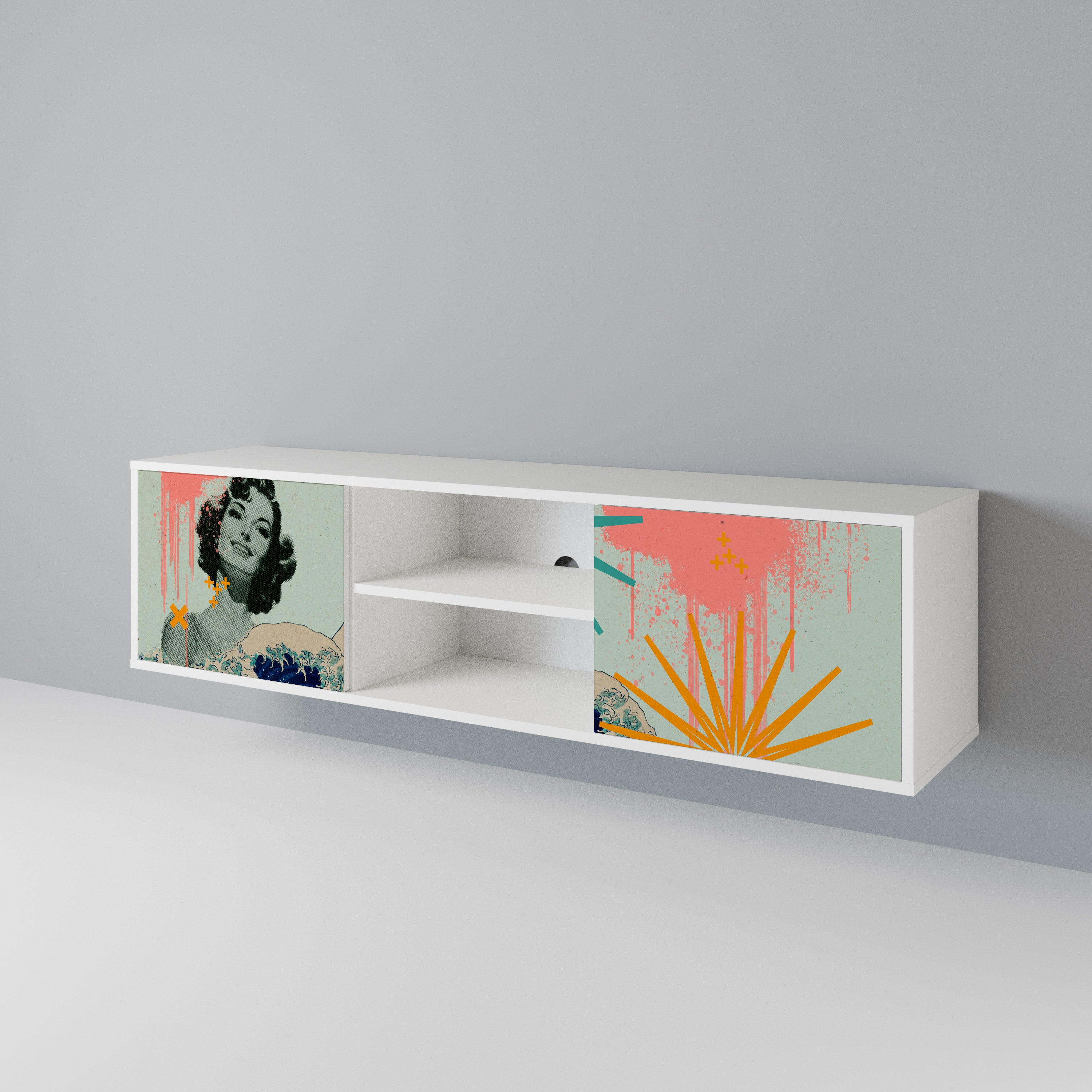KANAGAWA BEAUTY Mueble de TV de 2 Puertas