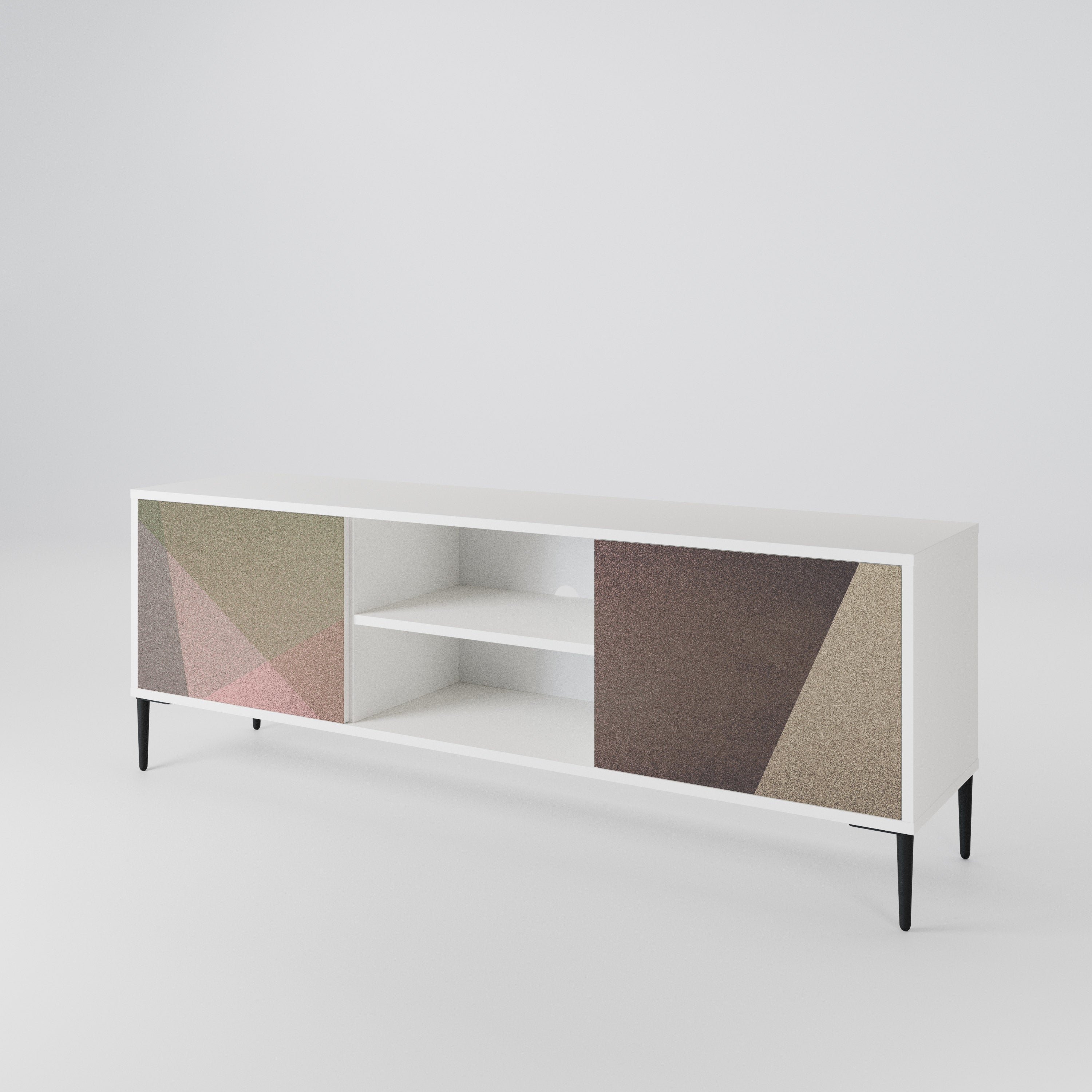 BEIGE GEOMETRY Mueble de TV de 2 Puertas