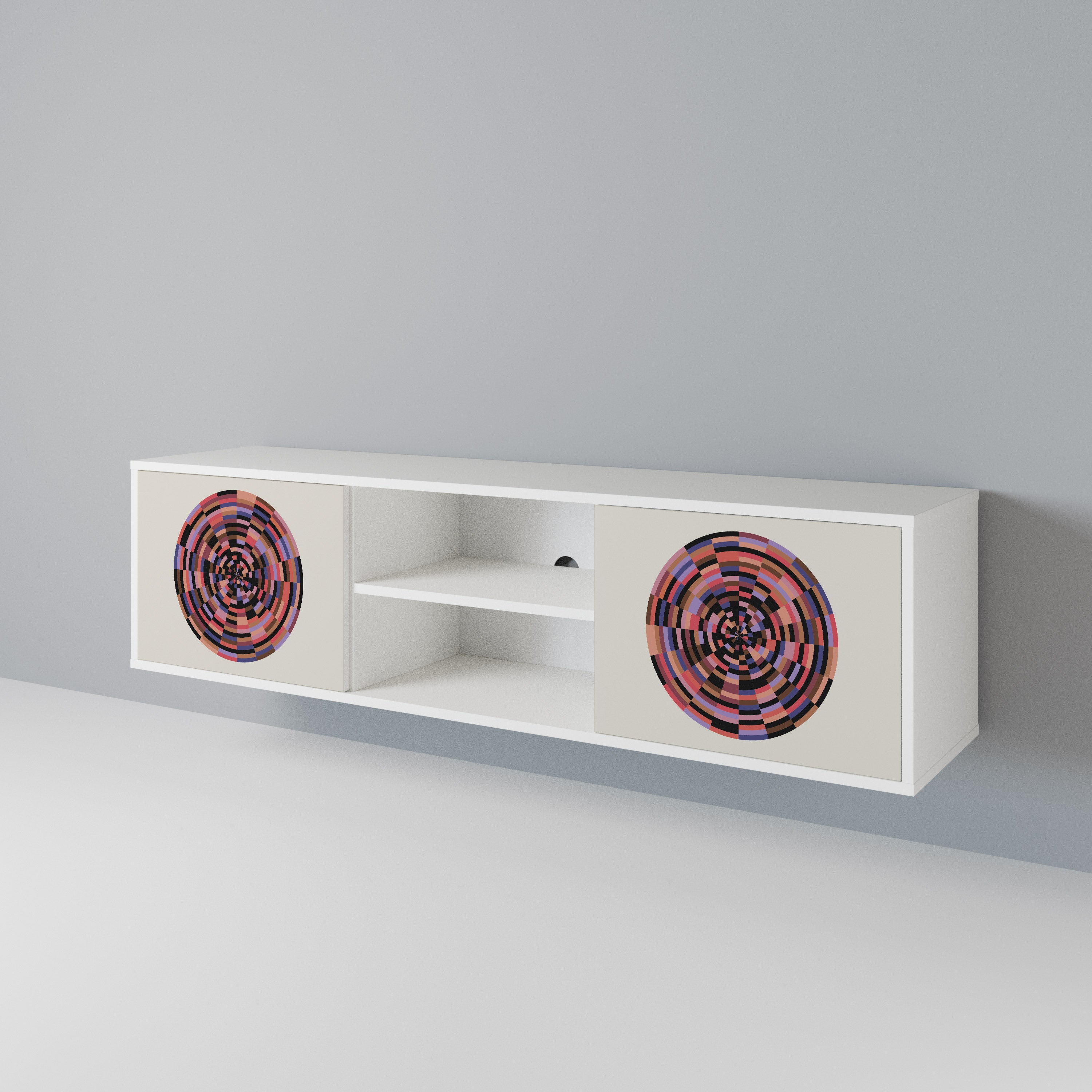 BROWN CIRCLES Mueble de TV de 2 Puertas