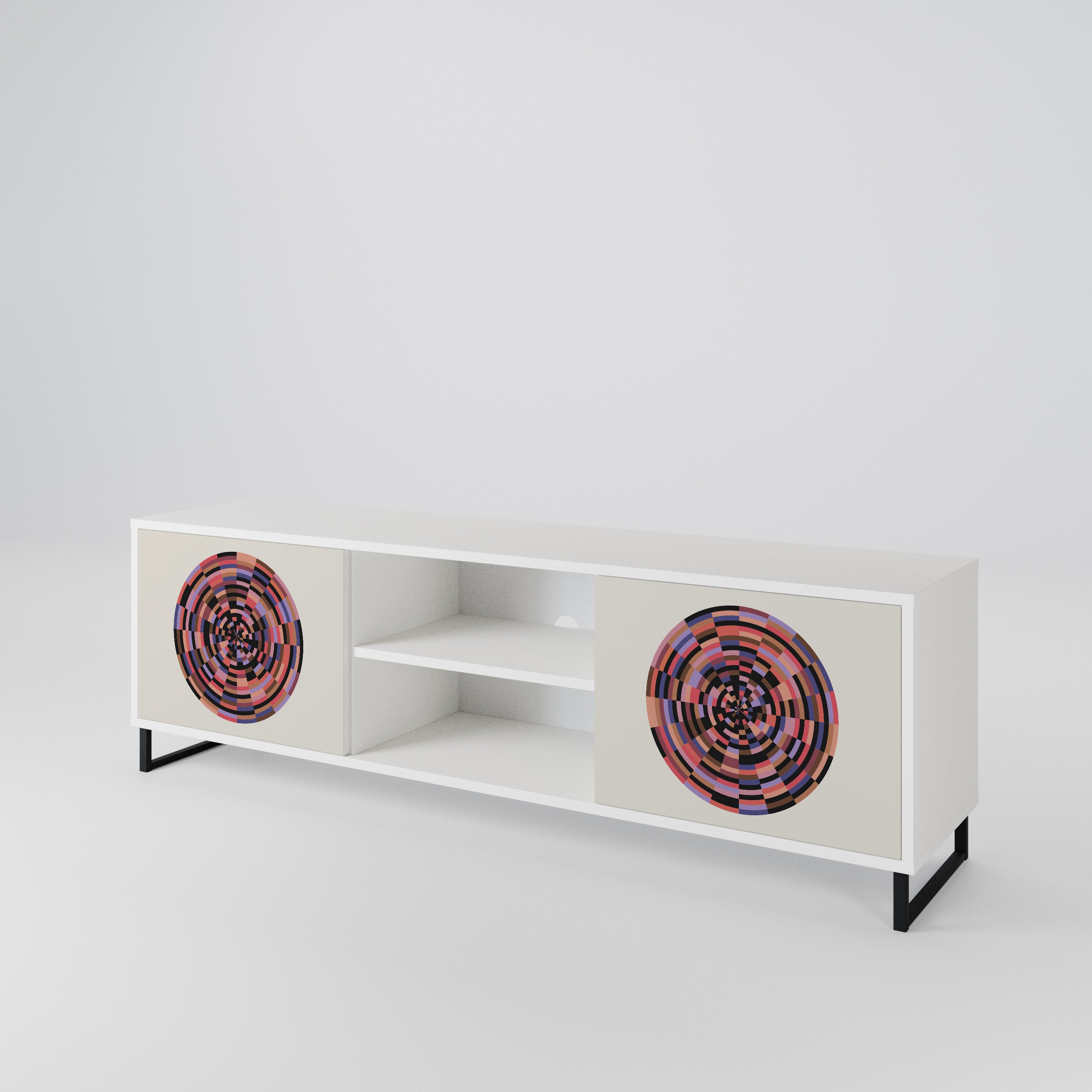 BROWN CIRCLES Mueble de TV de 2 Puertas