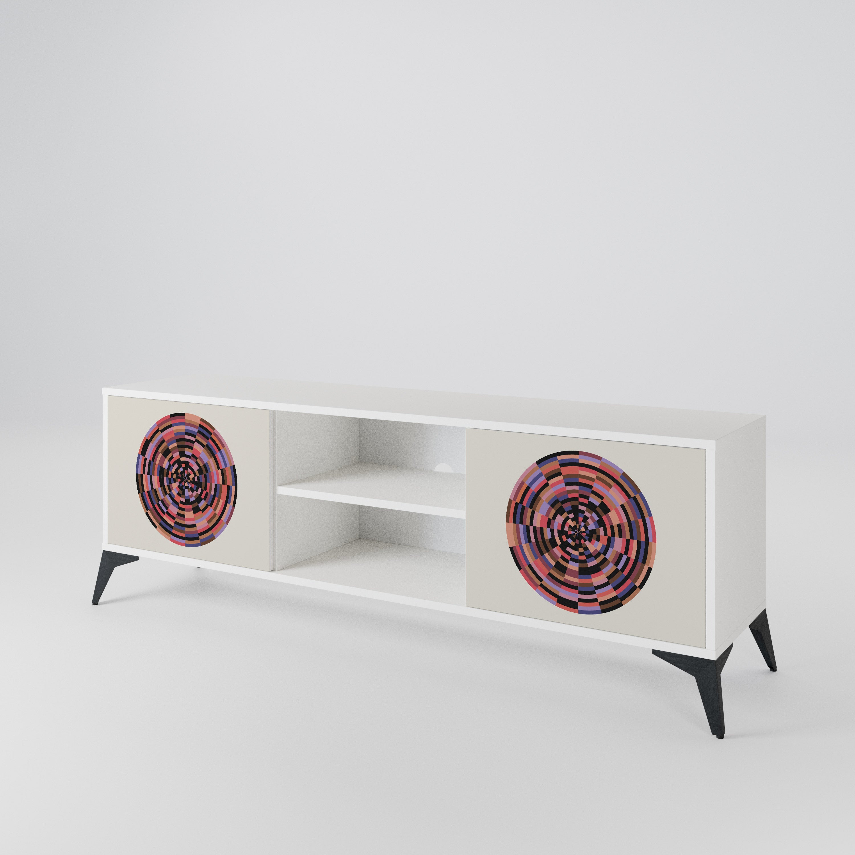 BROWN CIRCLES Mueble de TV de 2 Puertas