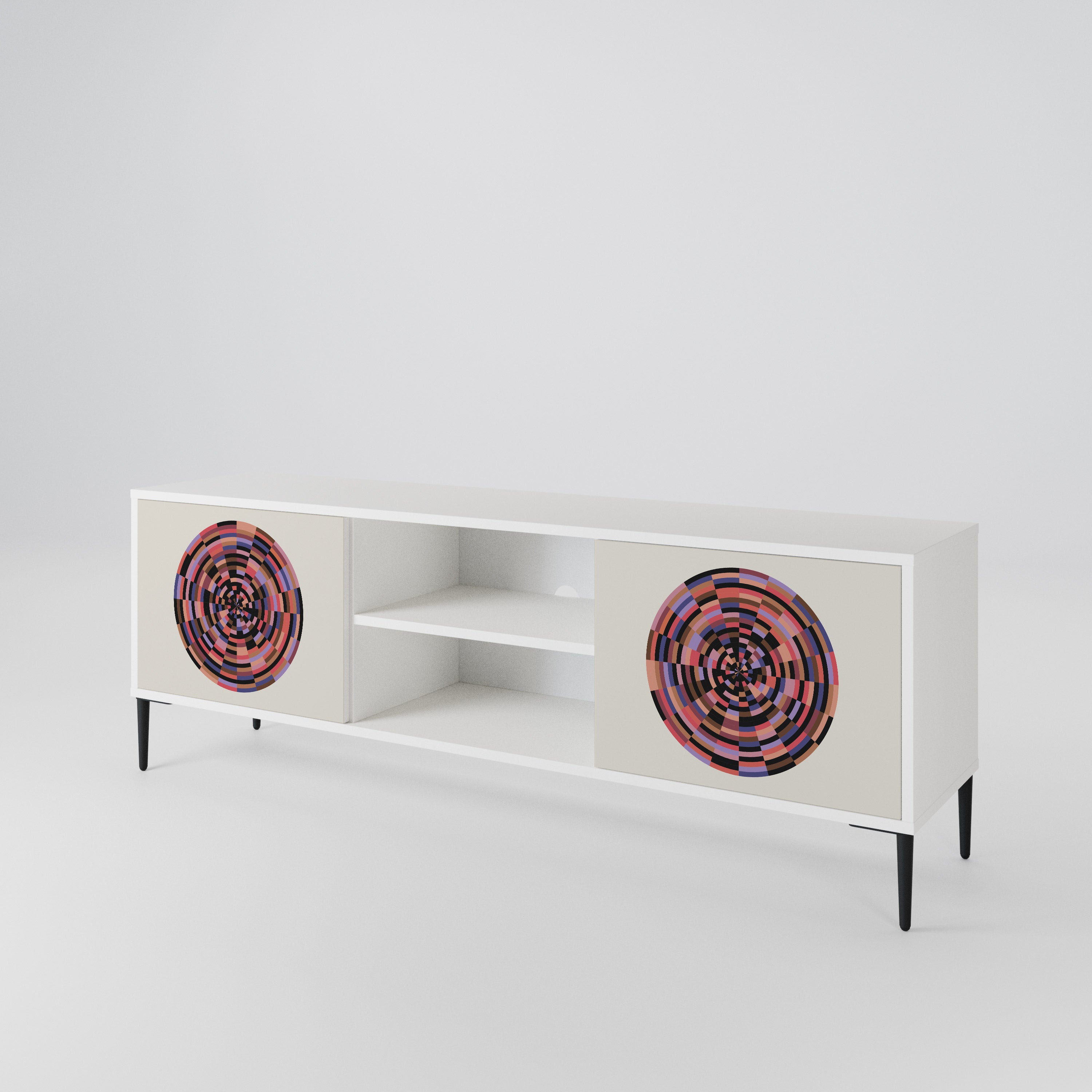 BROWN CIRCLES Mueble de TV de 2 Puertas