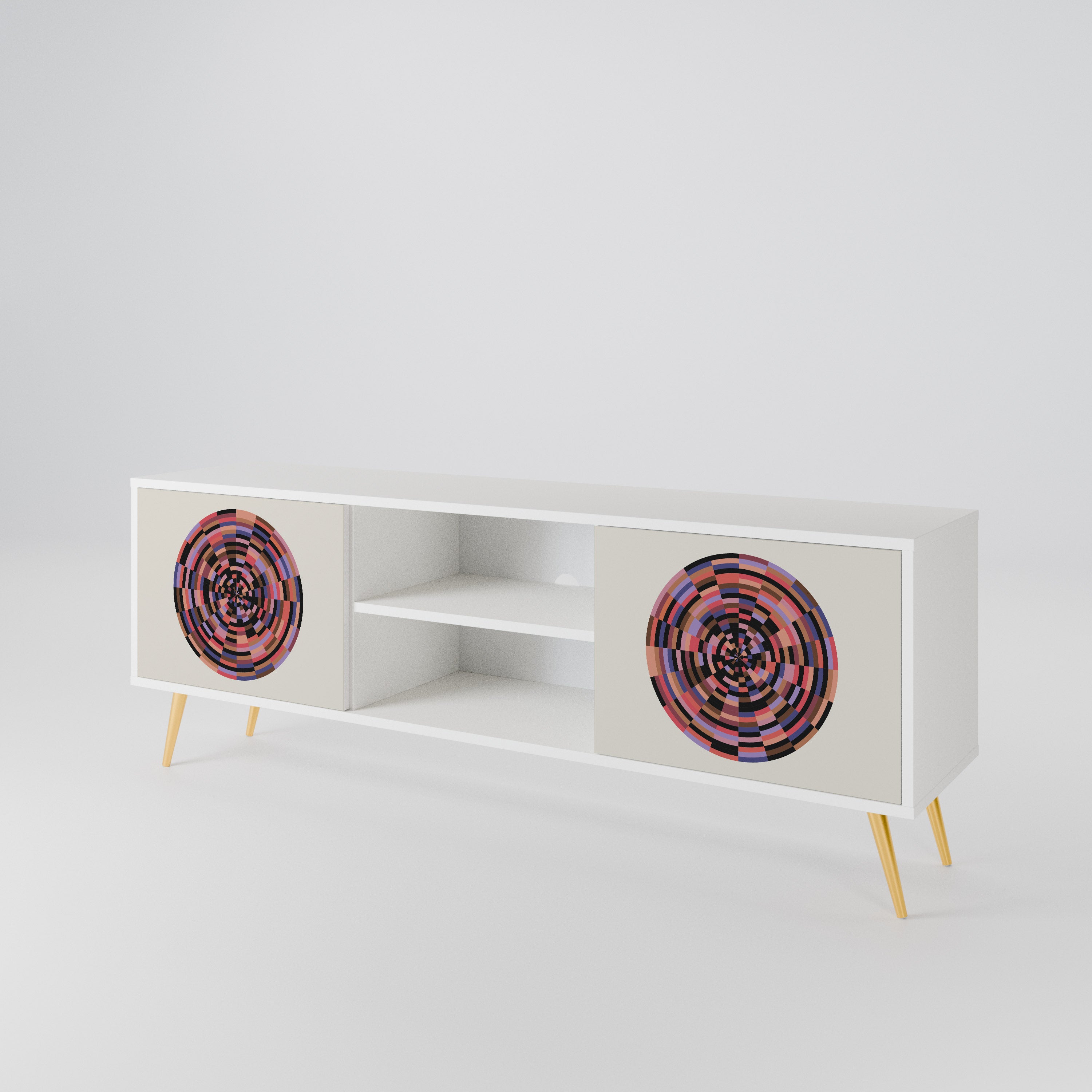 BROWN CIRCLES Mueble de TV de 2 Puertas