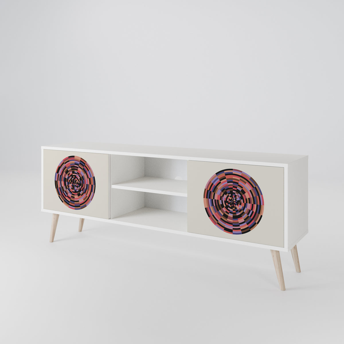 BROWN CIRCLES Mueble de TV de 2 Puertas