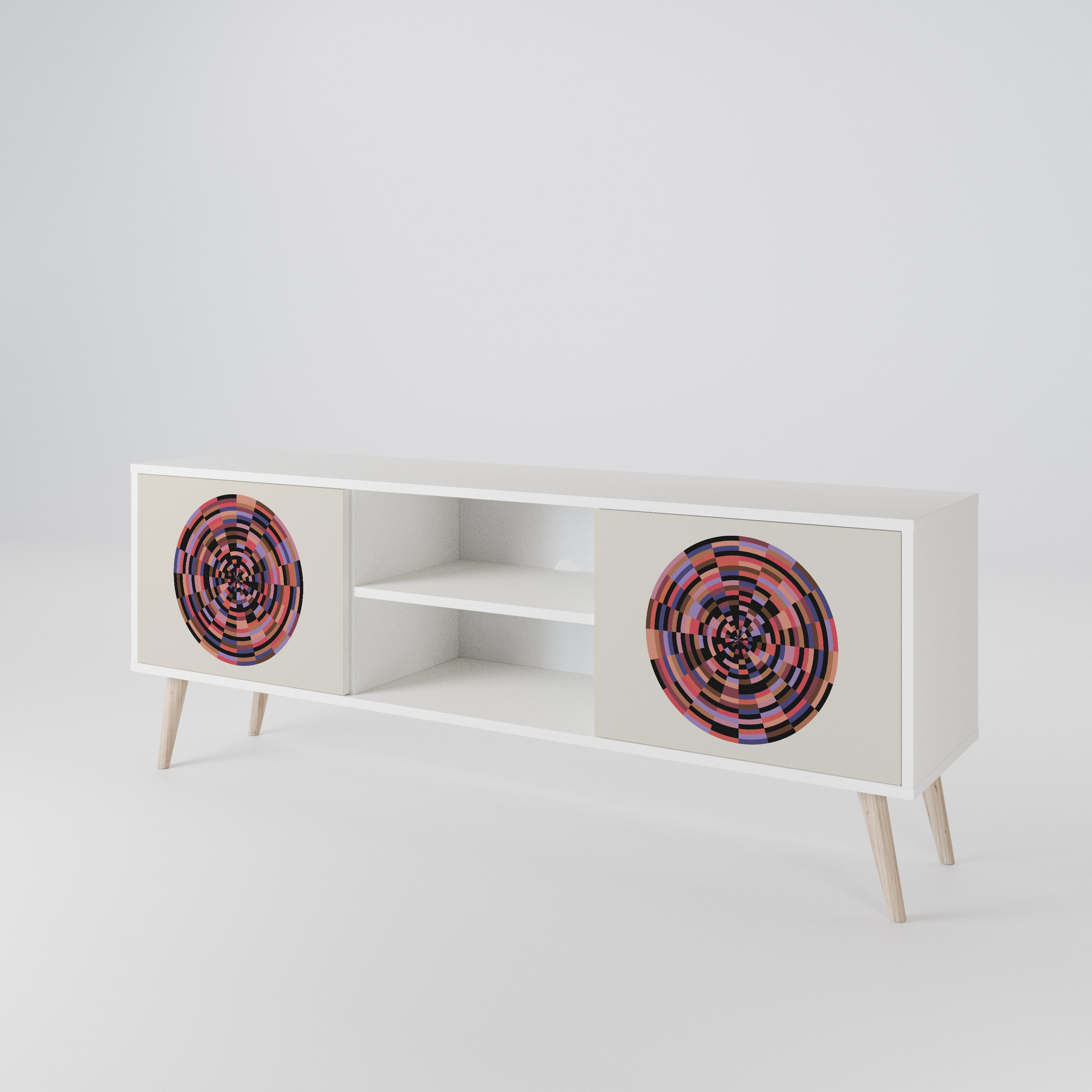 BROWN CIRCLES Mueble de TV de 2 Puertas