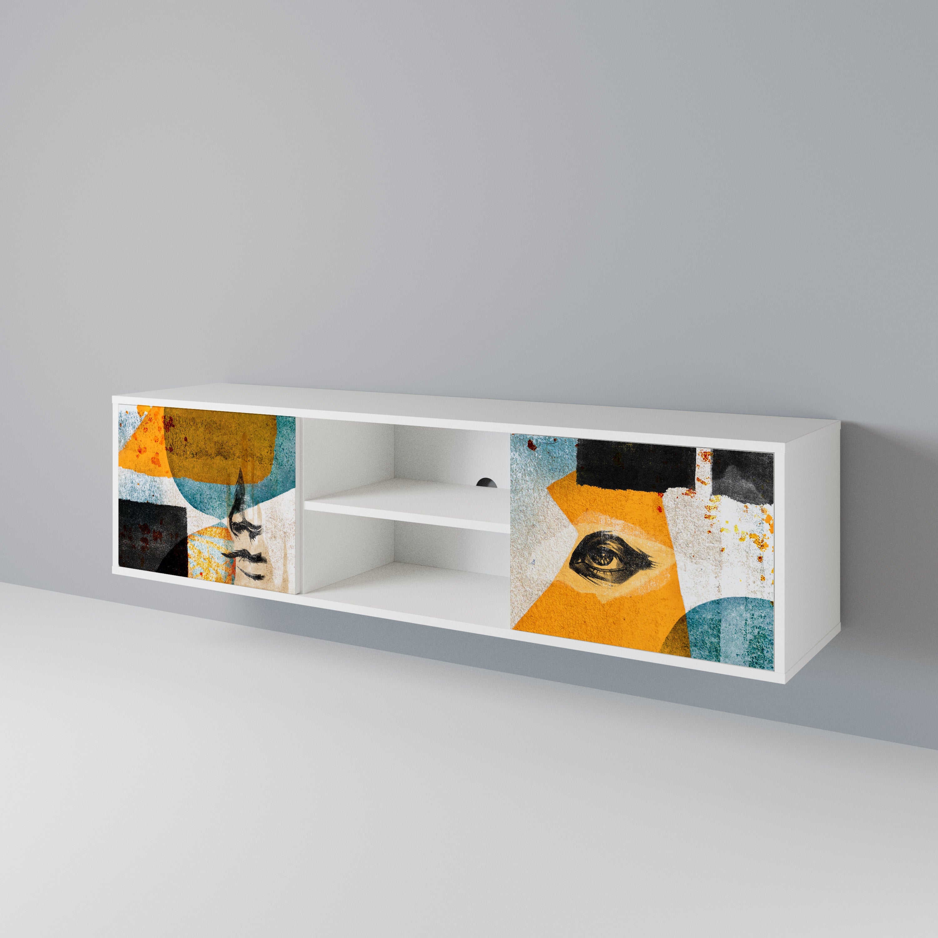 ABSTRACT FACES Mueble de TV de 2 Puertas