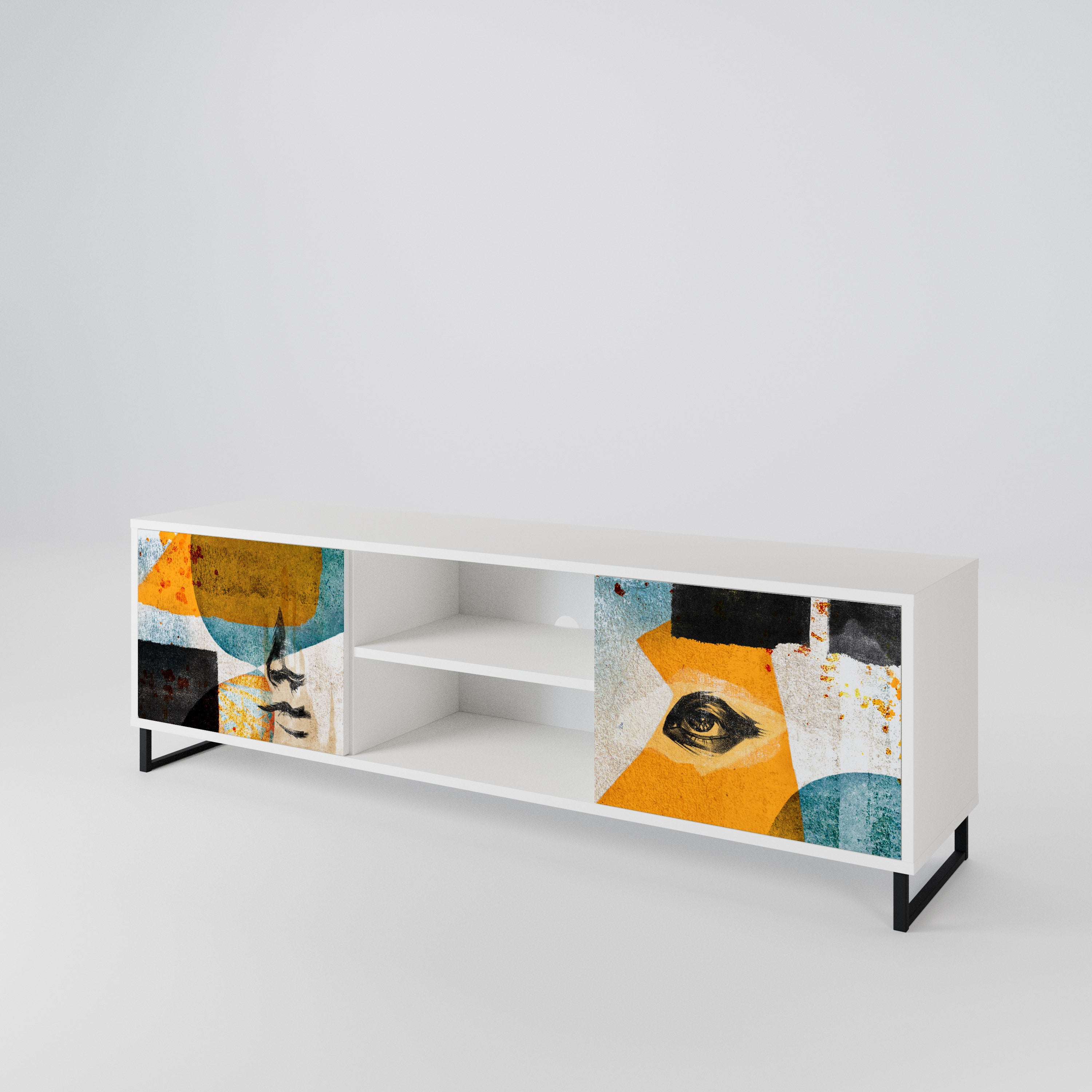 ABSTRACT FACES Mueble de TV de 2 Puertas