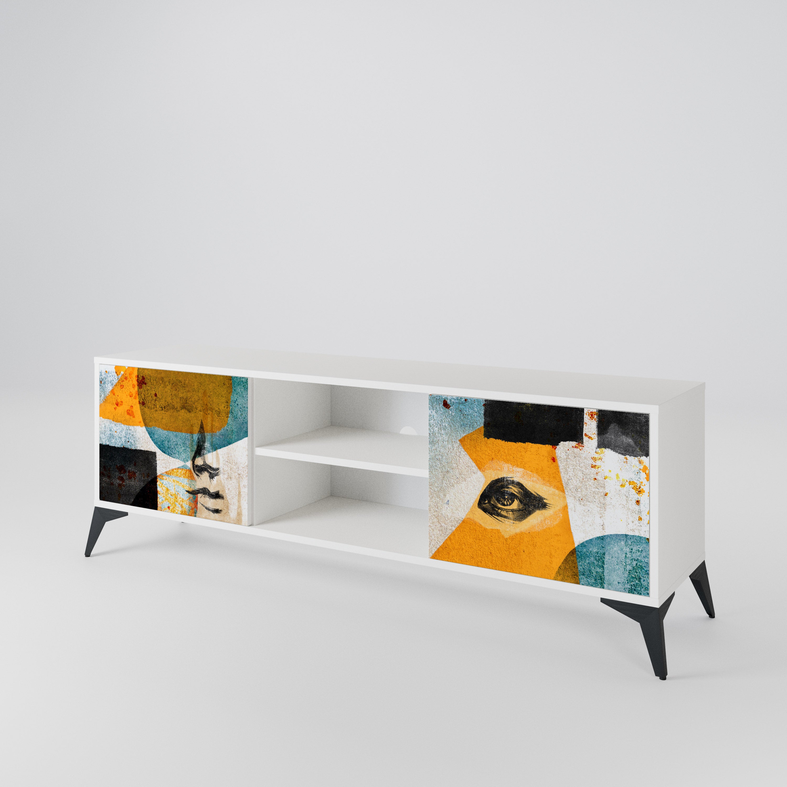 ABSTRACT FACES Mueble de TV de 2 Puertas