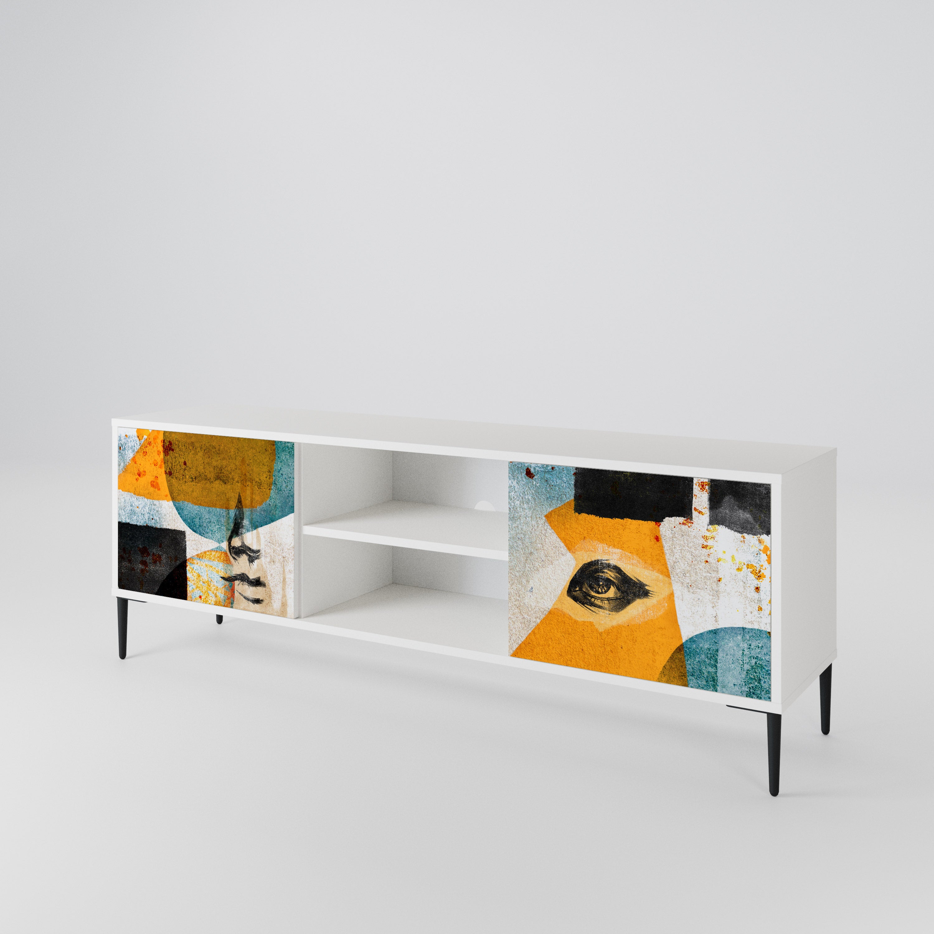 ABSTRACT FACES Mueble de TV de 2 Puertas