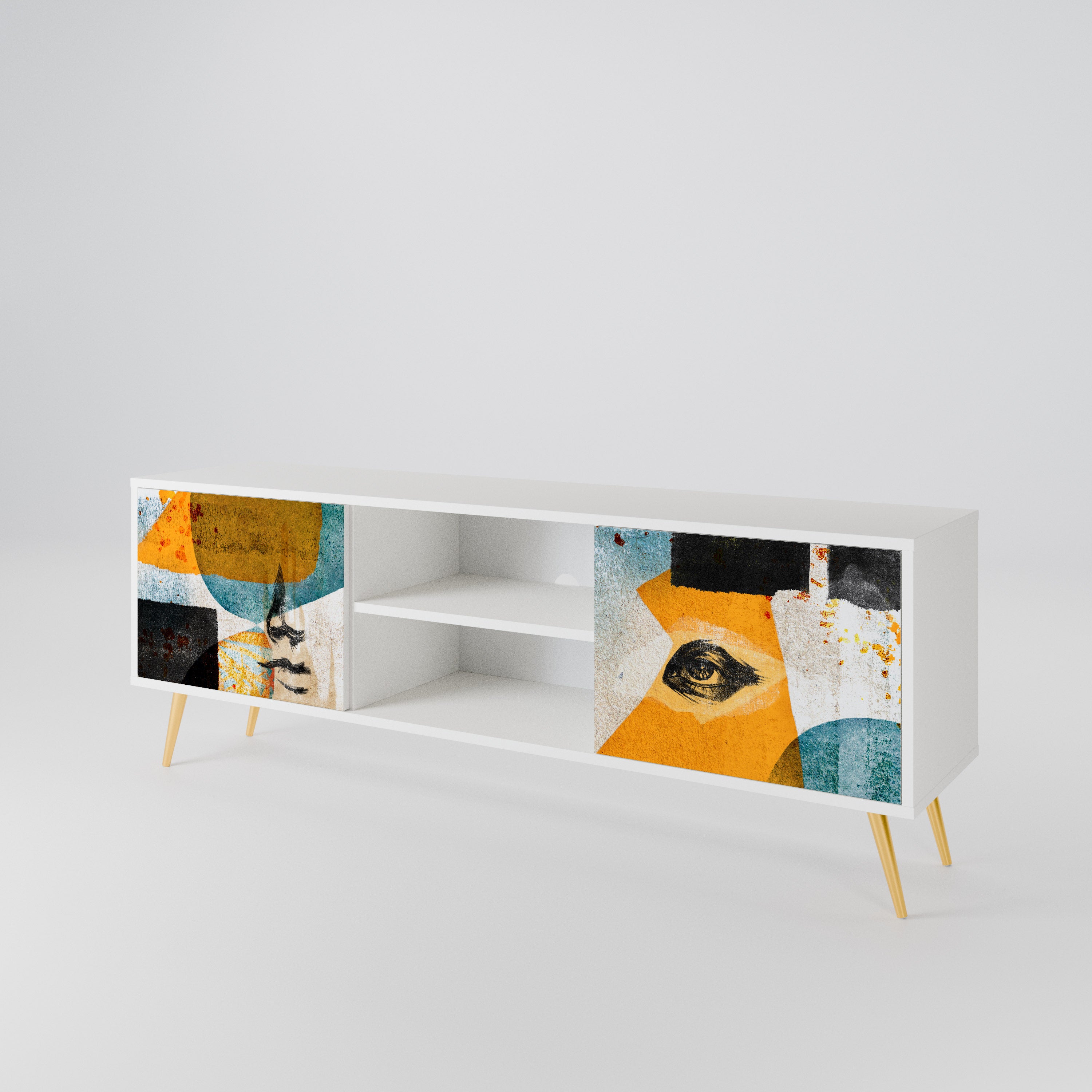 ABSTRACT FACES Mueble de TV de 2 Puertas