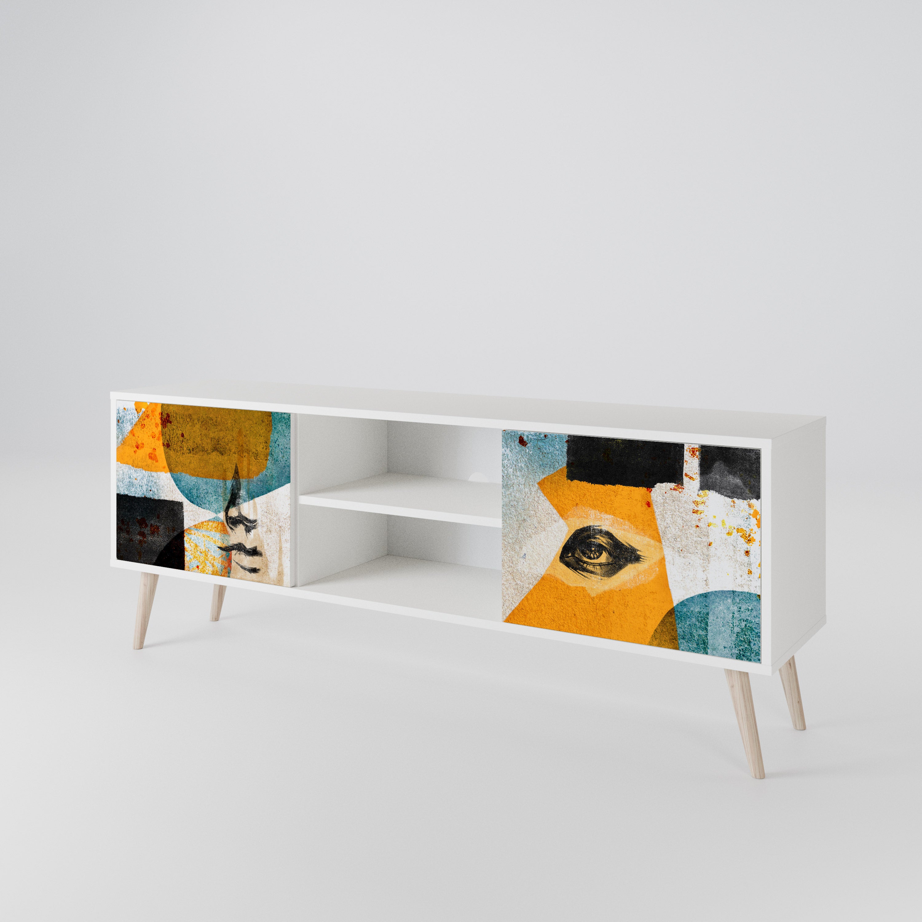 ABSTRACT FACES Mueble de TV de 2 Puertas