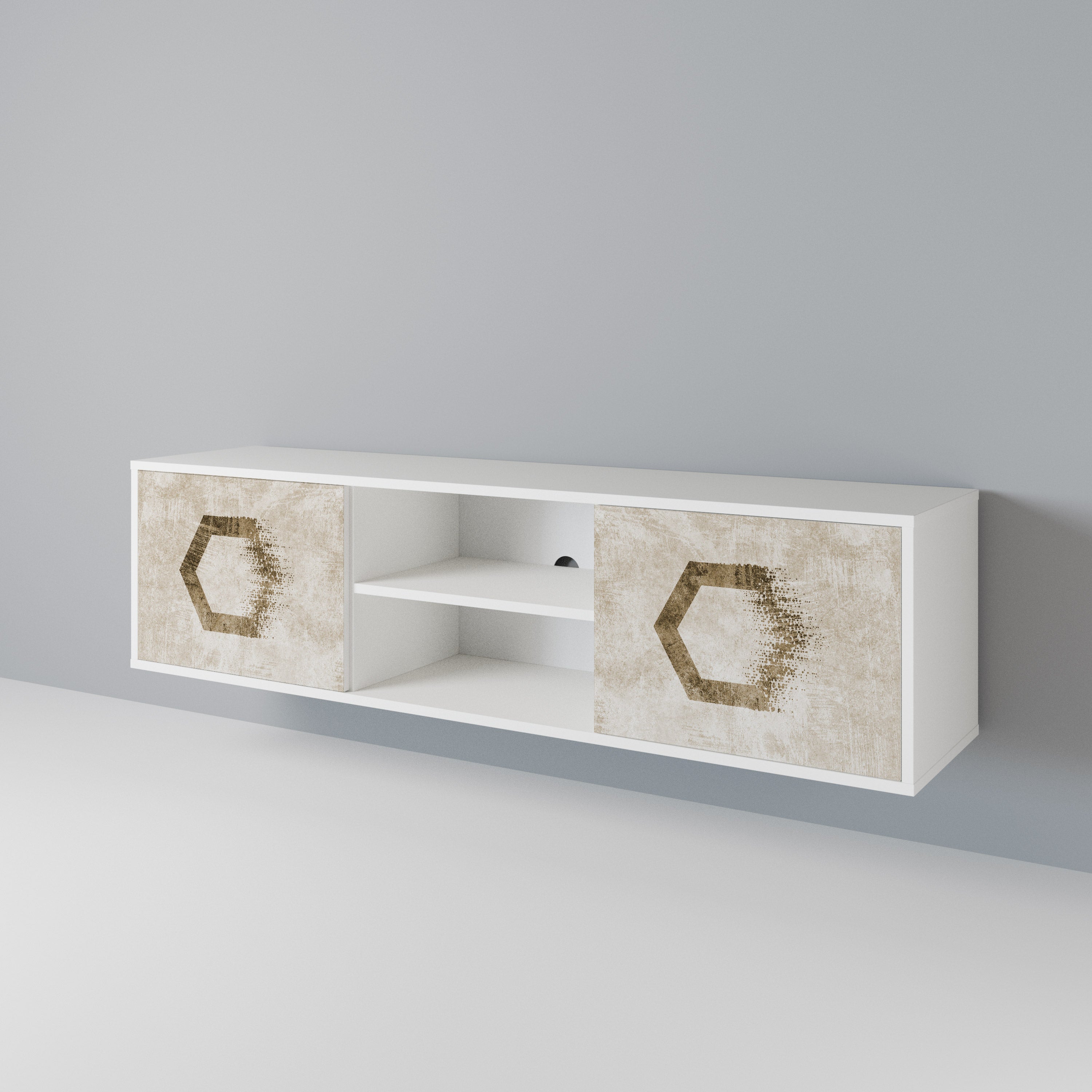 HEXAGONAL SHAPES Mueble de TV de 2 Puertas