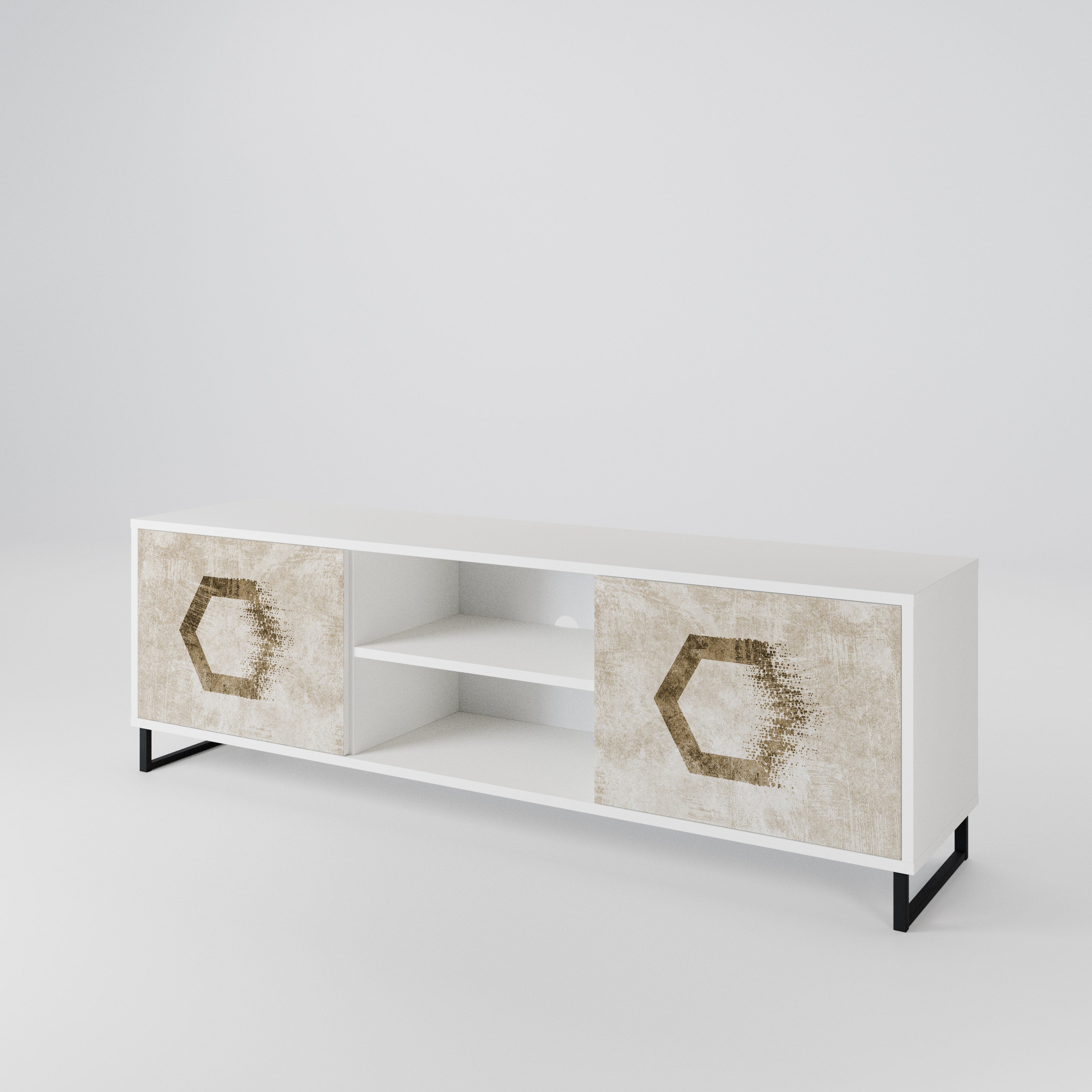 HEXAGONAL SHAPES Mueble de TV de 2 Puertas