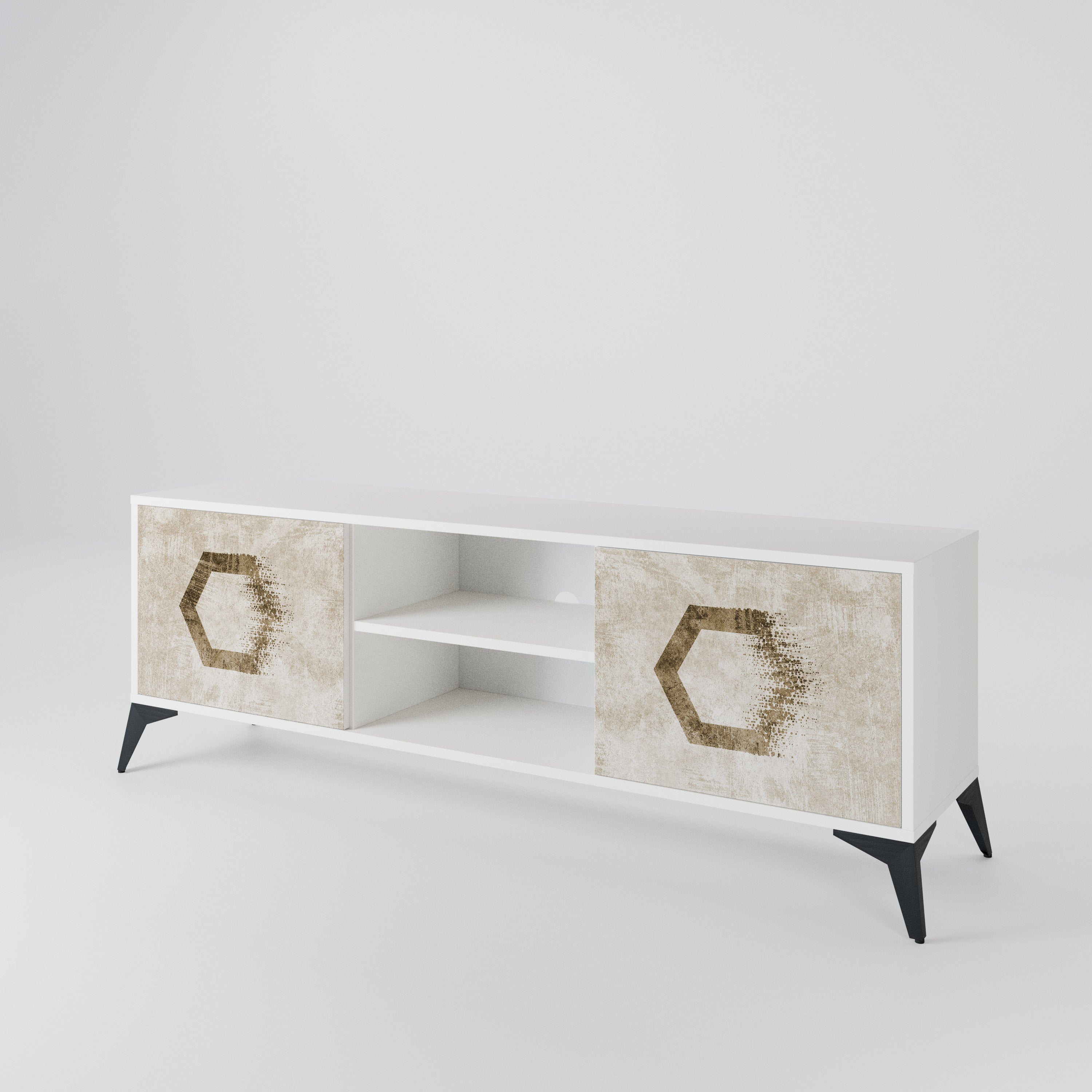 HEXAGONAL SHAPES Mueble de TV de 2 Puertas