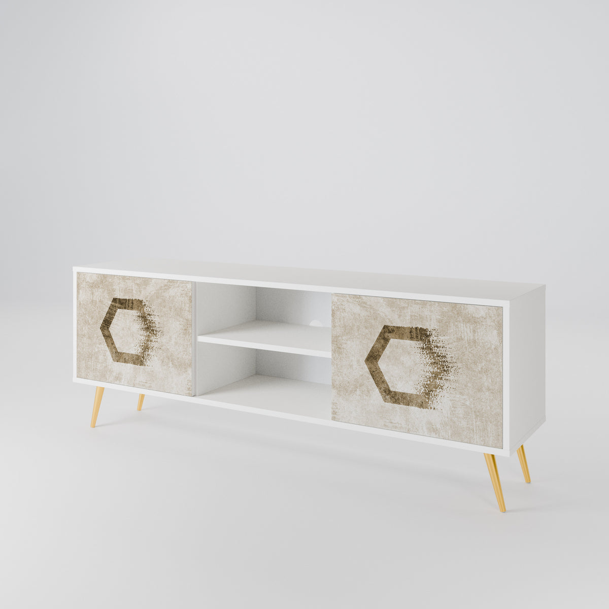 HEXAGONAL SHAPES Mueble de TV de 2 Puertas