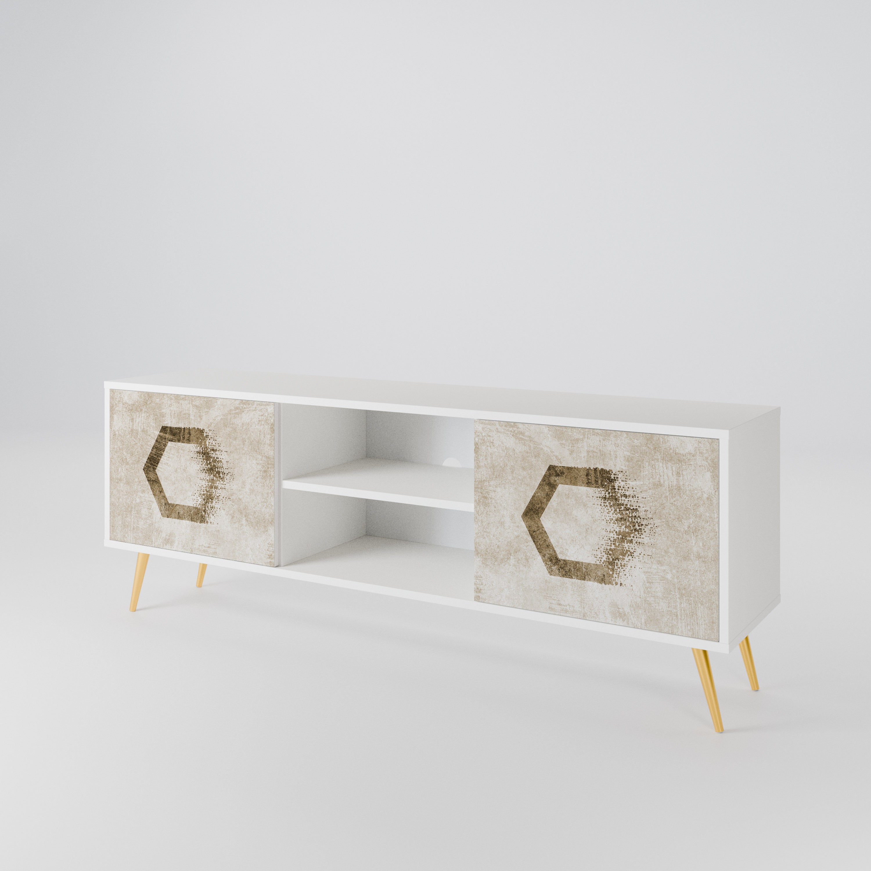 HEXAGONAL SHAPES Mueble de TV de 2 Puertas