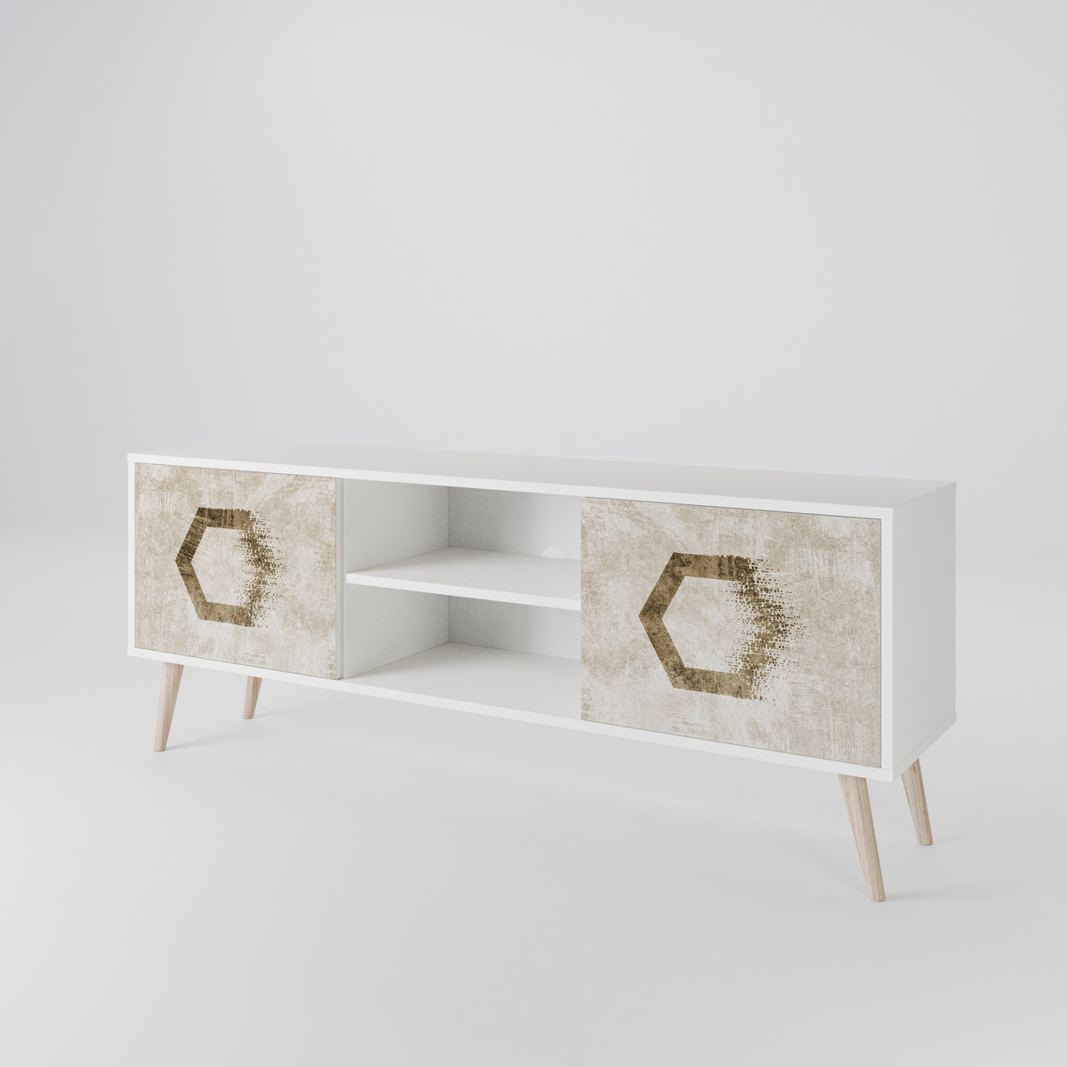 HEXAGONAL SHAPES Mueble de TV de 2 Puertas