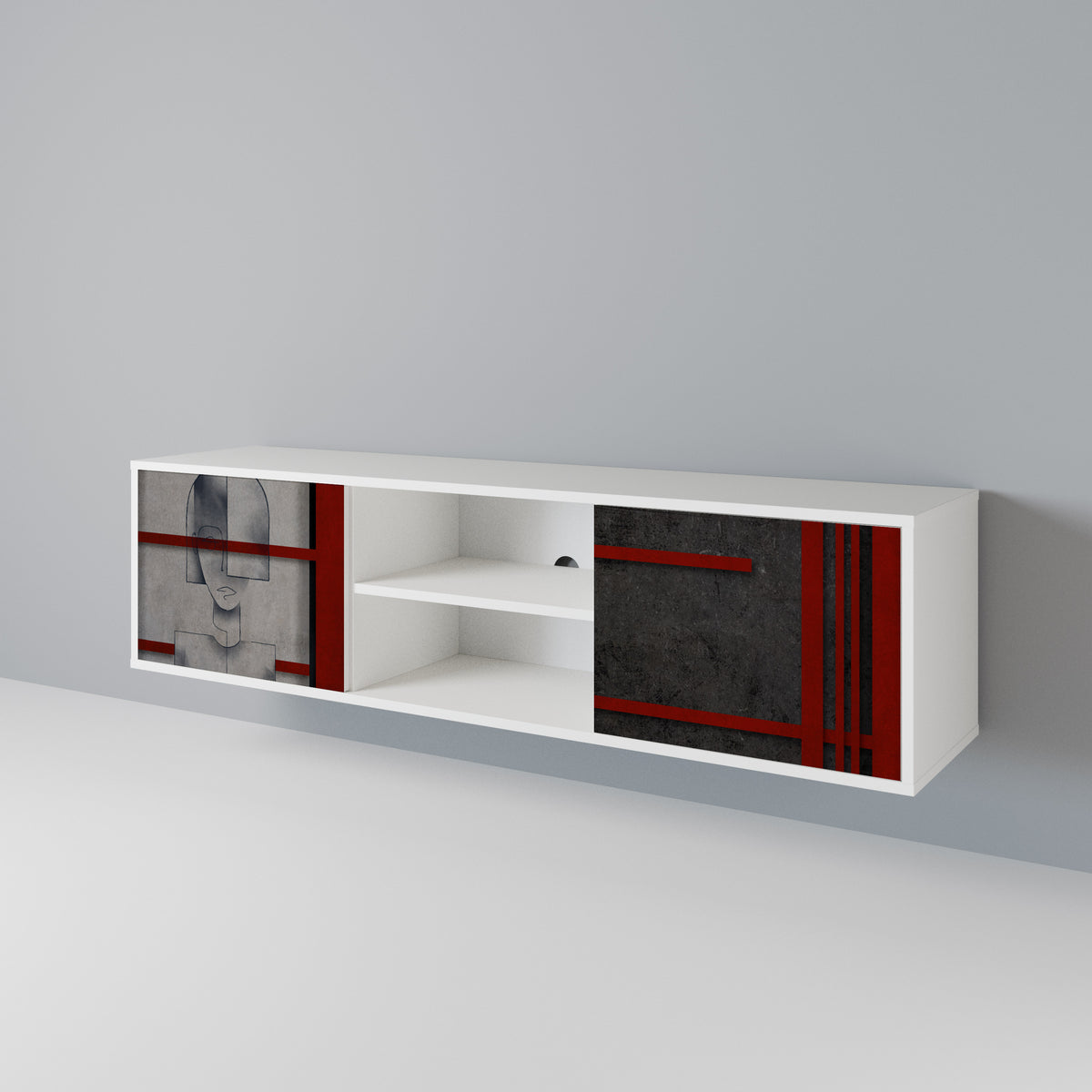 GRAY FIGURES Mueble de TV de 2 Puertas