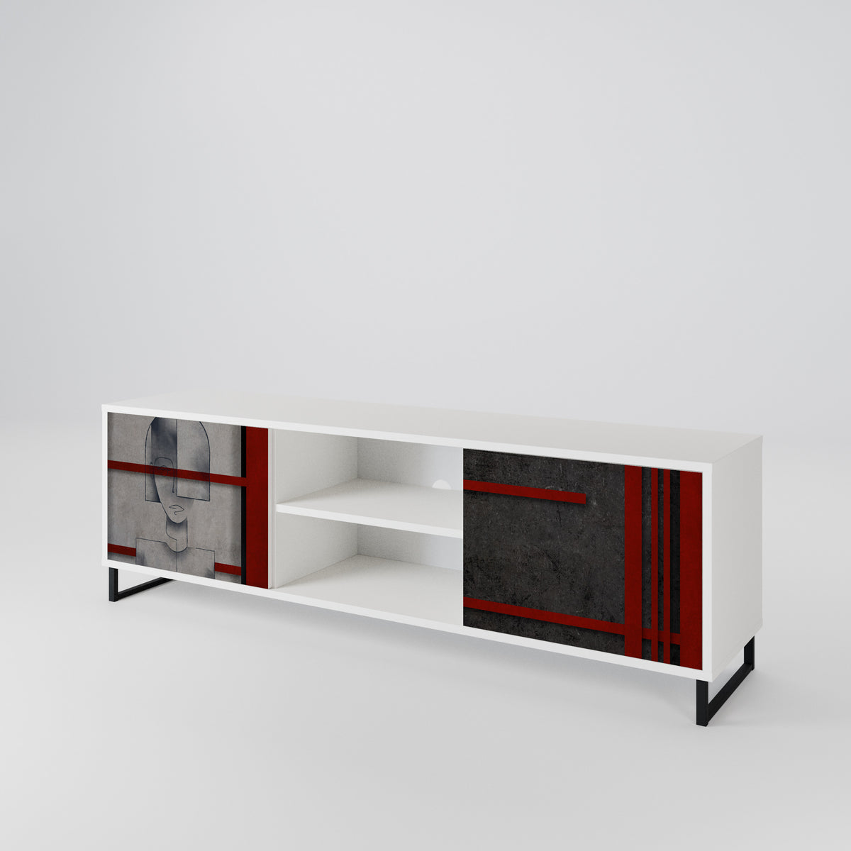GRAY FIGURES Mueble de TV de 2 Puertas