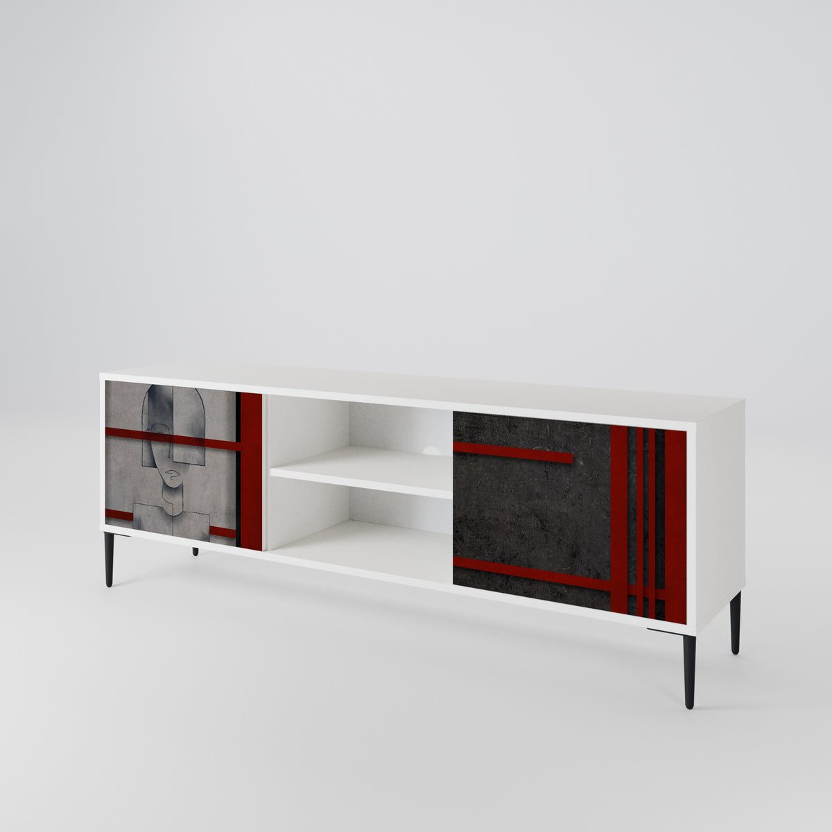 GRAY FIGURES Mueble de TV de 2 Puertas