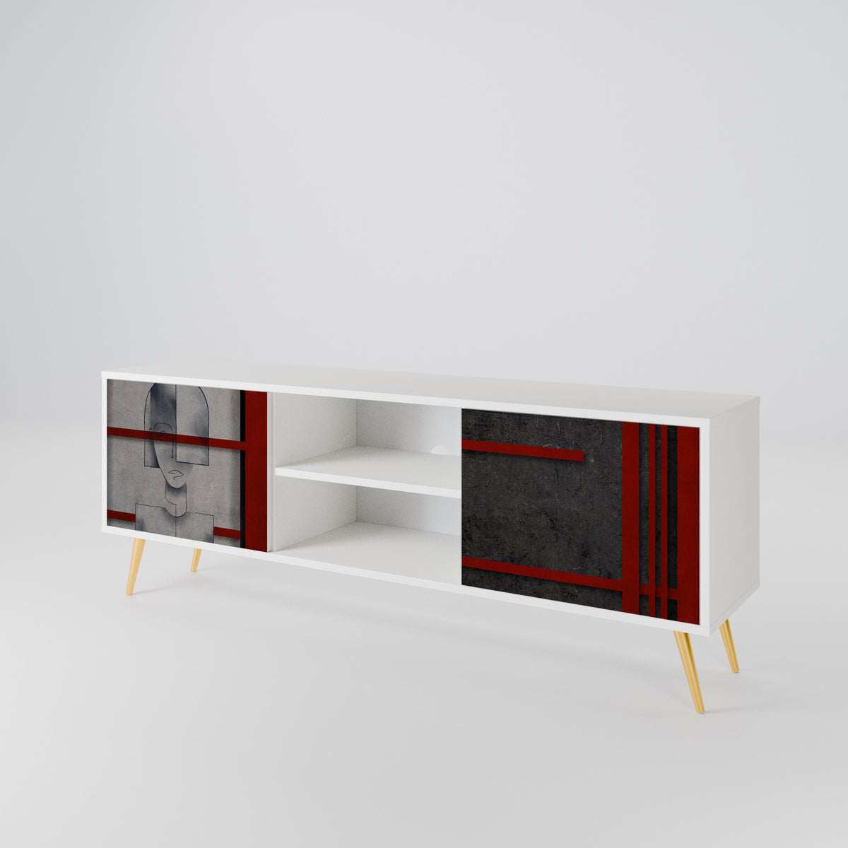 GRAY FIGURES Mueble de TV de 2 Puertas