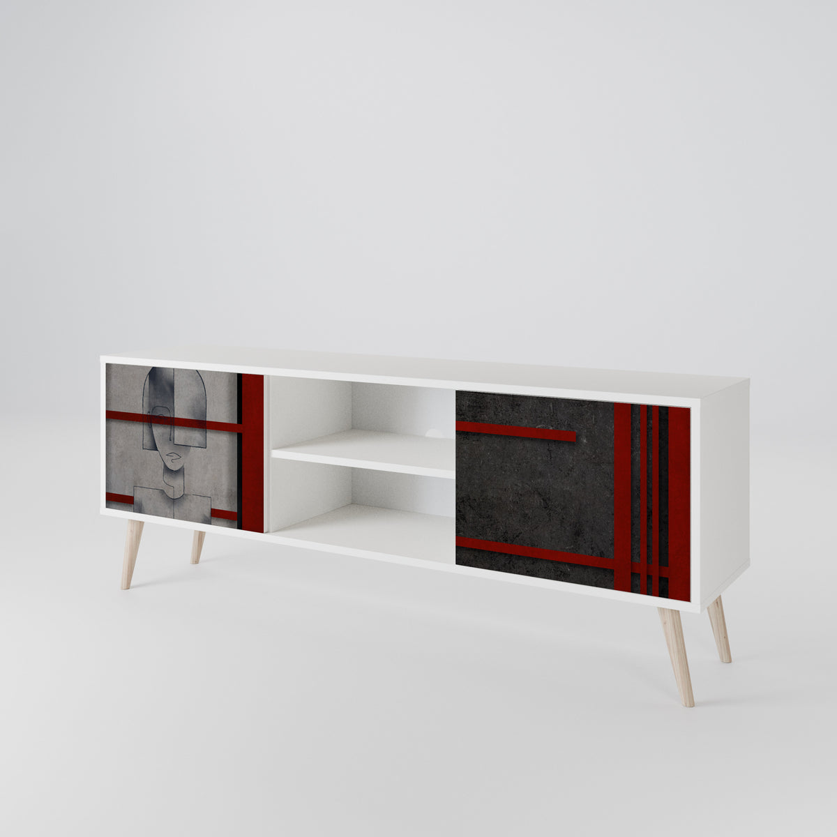GRAY FIGURES Mueble de TV de 2 Puertas