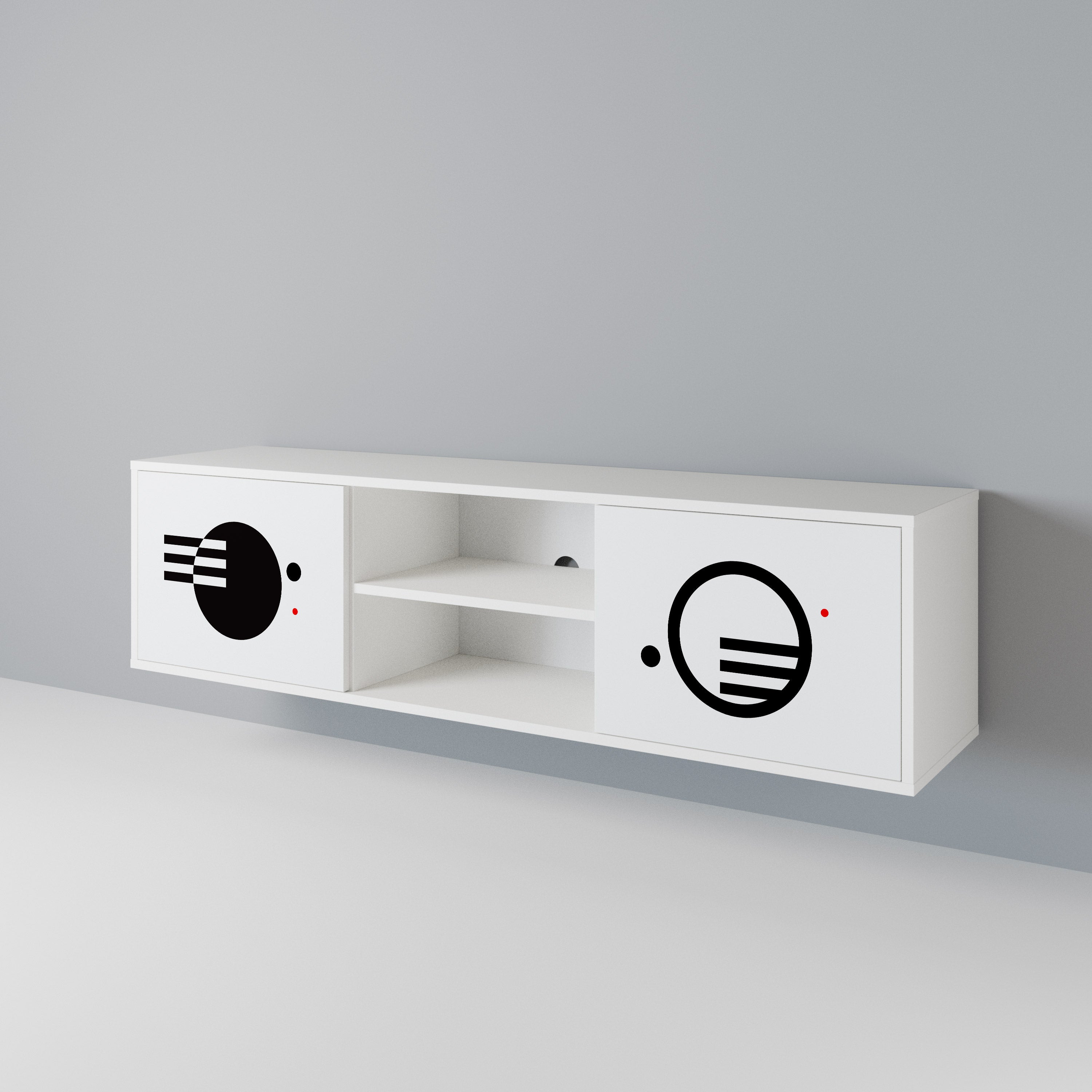 BLACK AND WHITE COMBINATION Mueble de TV de 2 Puertas