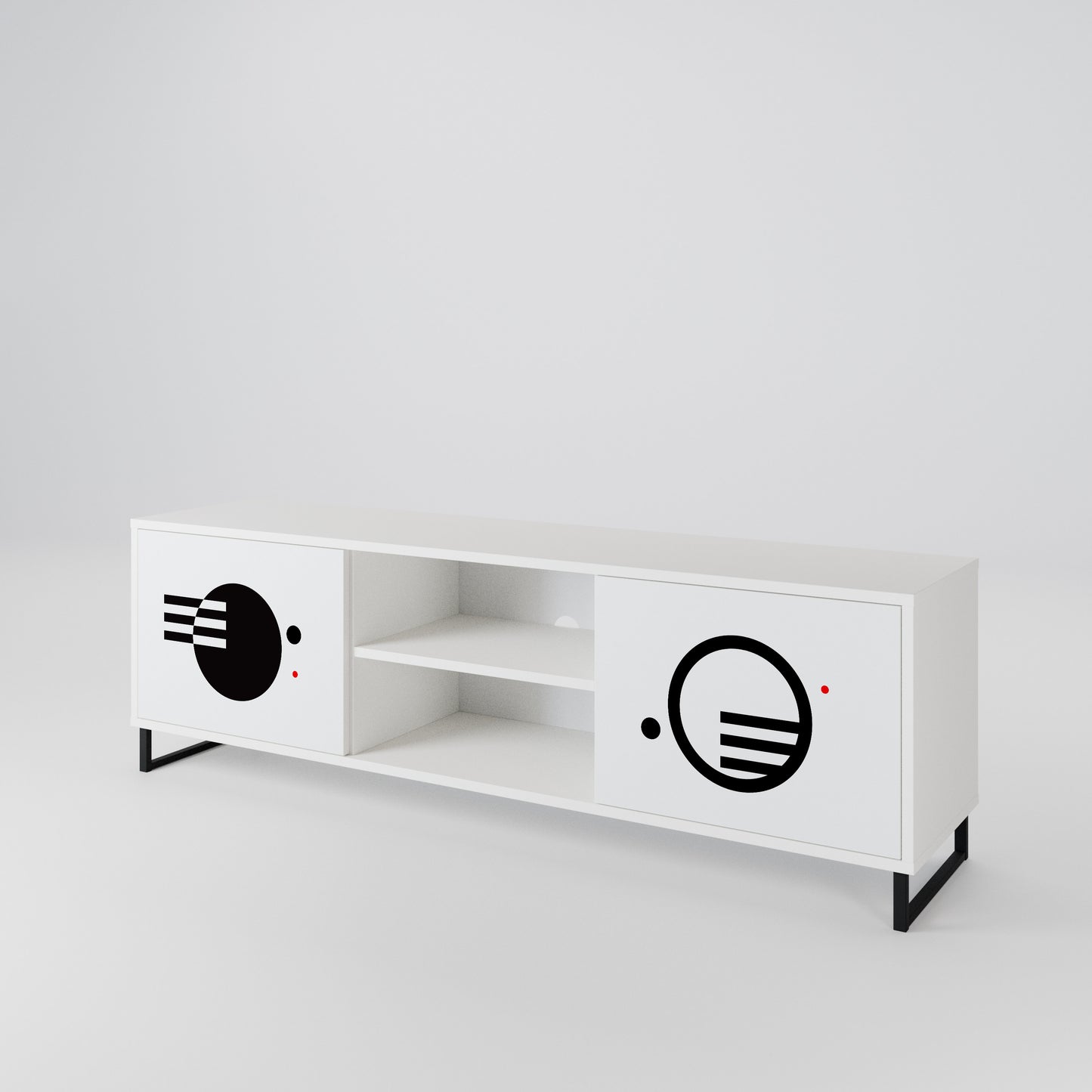 BLACK AND WHITE COMBINATION Mueble de TV de 2 Puertas
