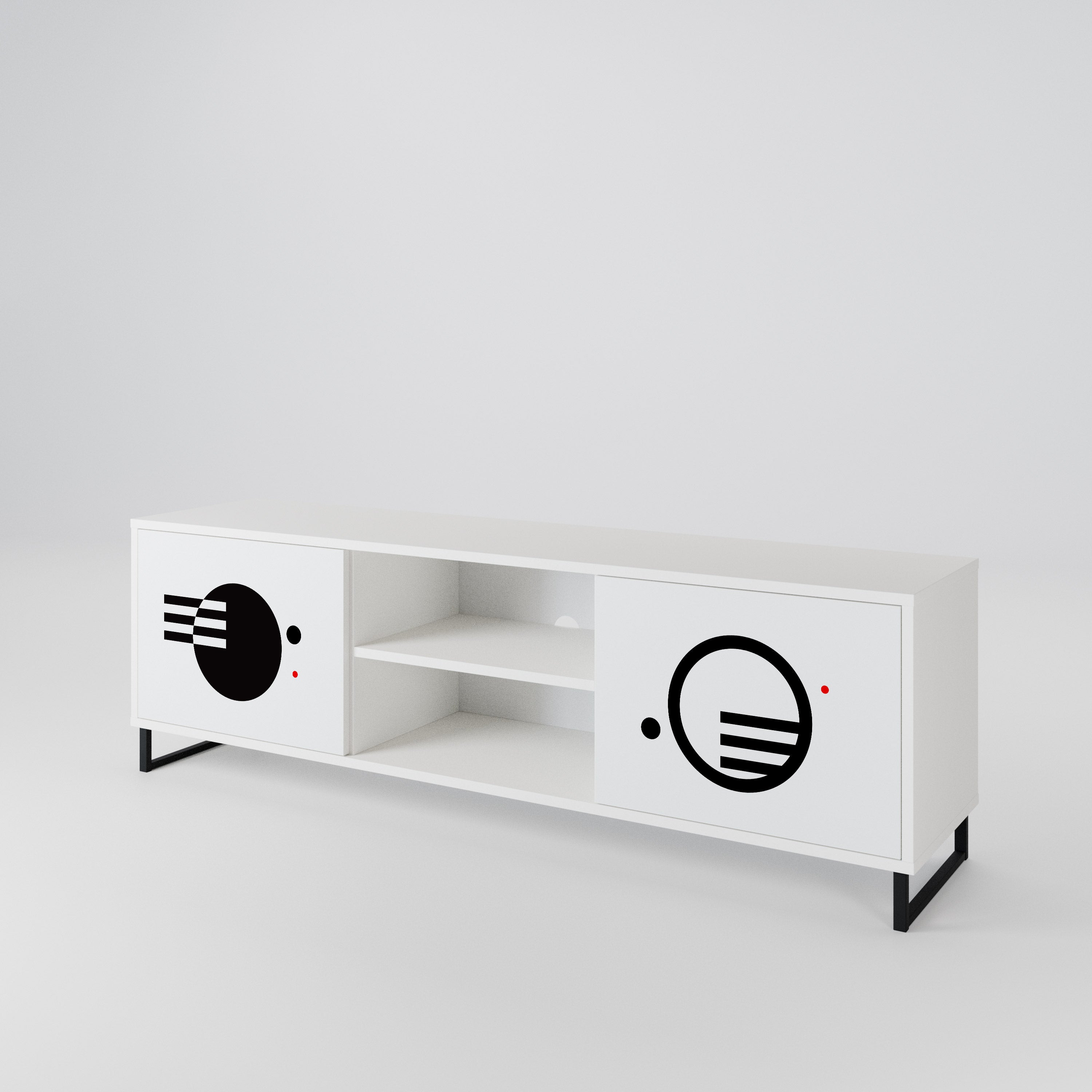 BLACK AND WHITE COMBINATION Mueble de TV de 2 Puertas