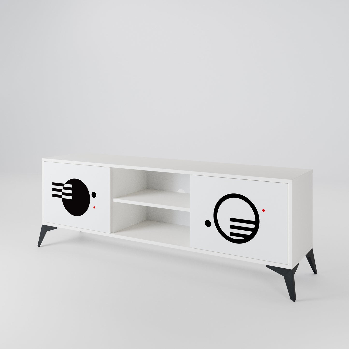 BLACK AND WHITE COMBINATION Mueble de TV de 2 Puertas