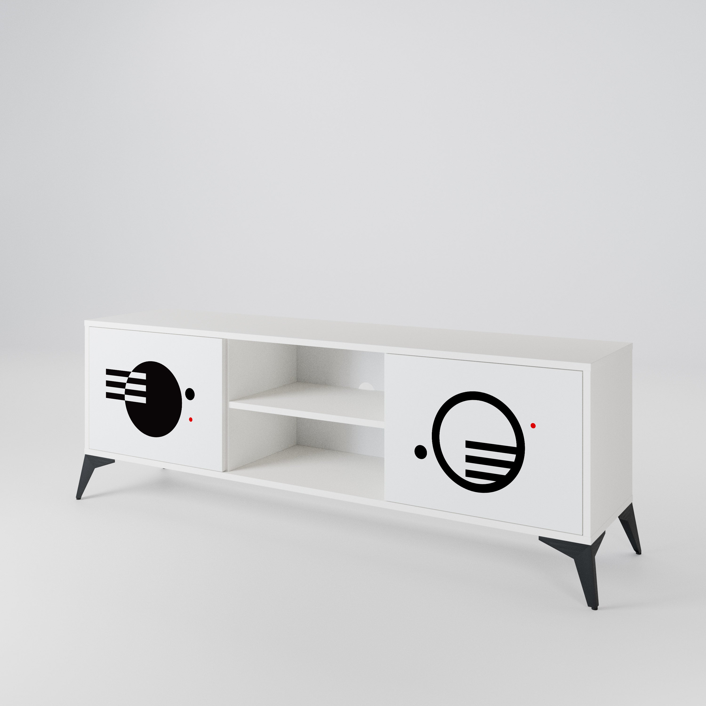 BLACK AND WHITE COMBINATION Mueble de TV de 2 Puertas
