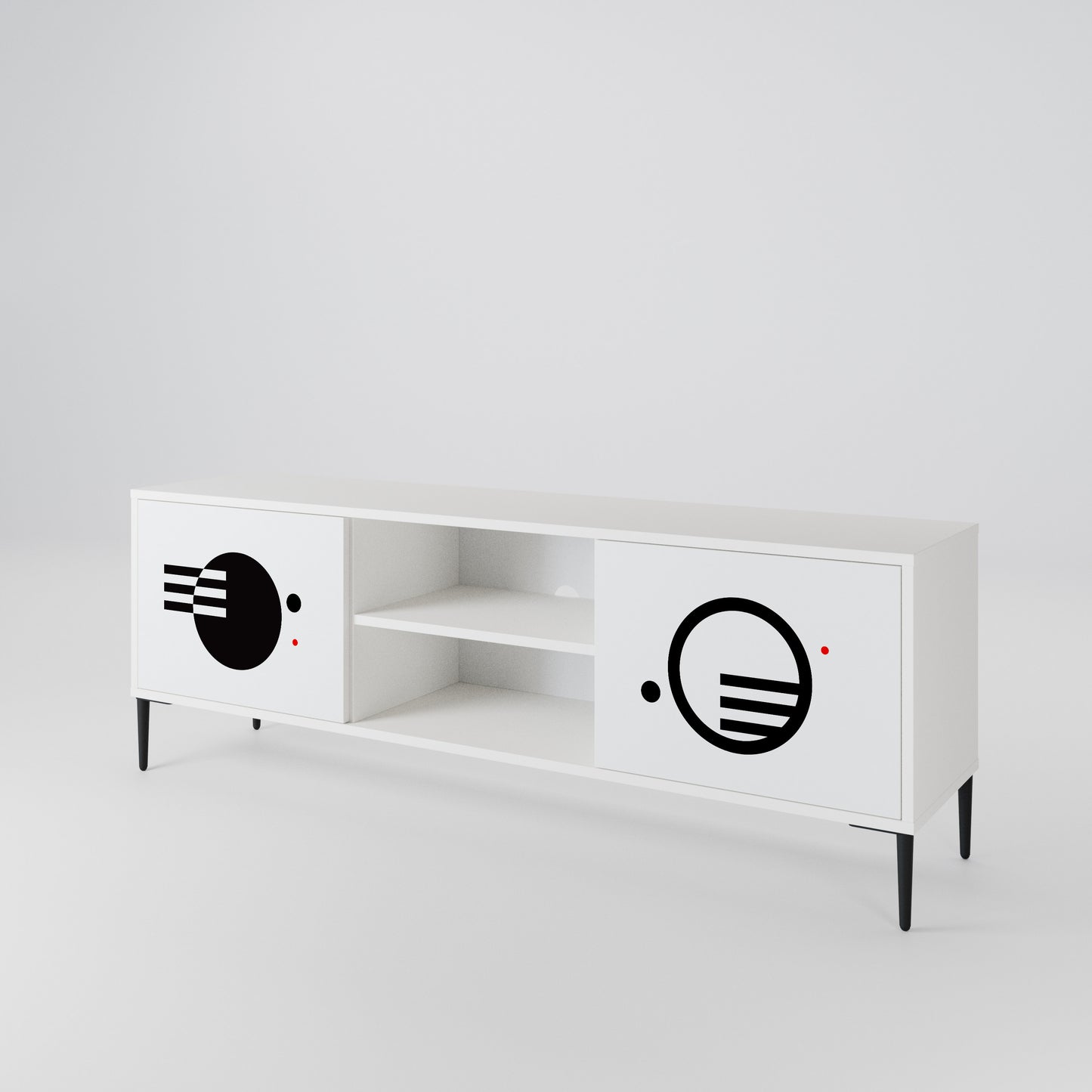 BLACK AND WHITE COMBINATION Mueble de TV de 2 Puertas