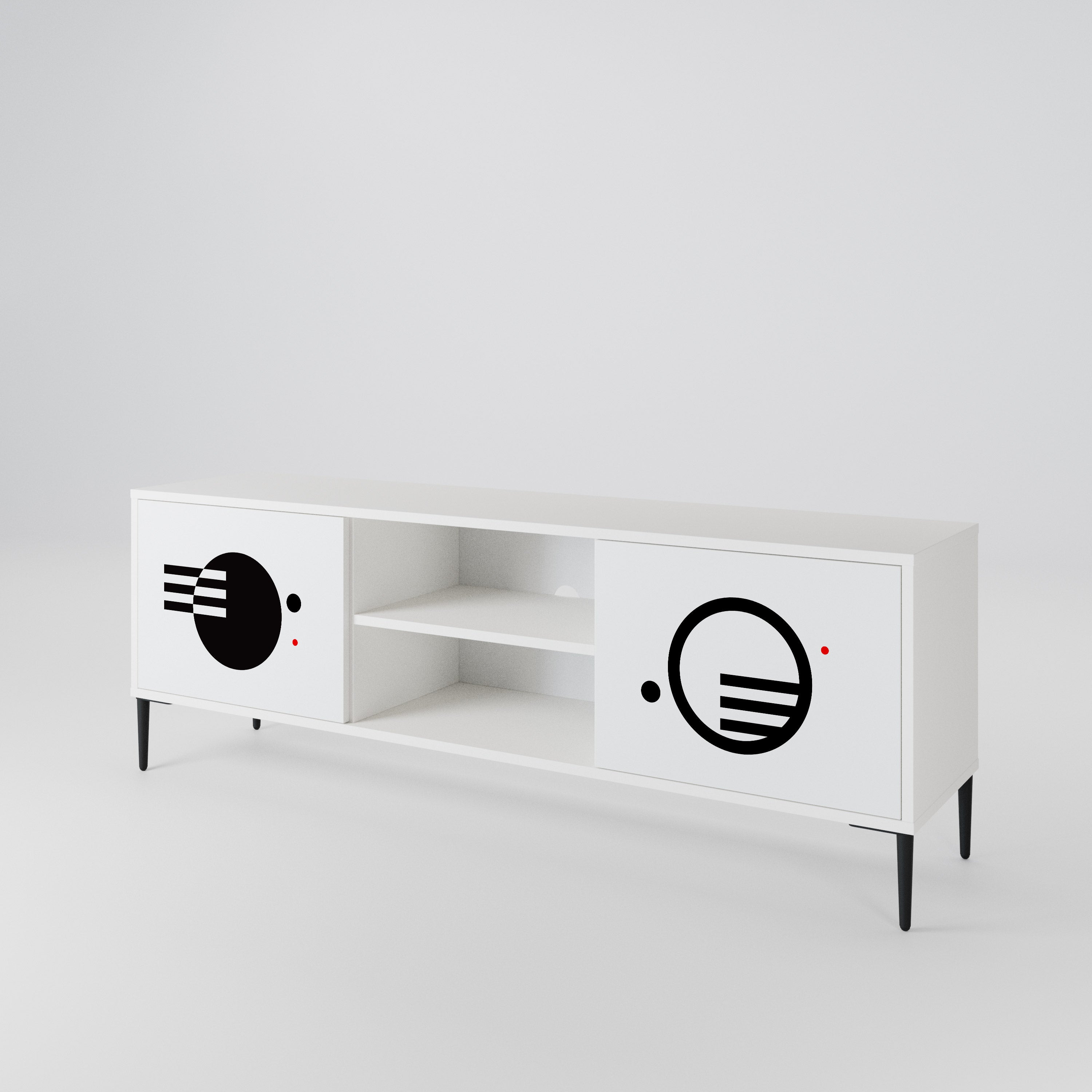 BLACK AND WHITE COMBINATION Mueble de TV de 2 Puertas