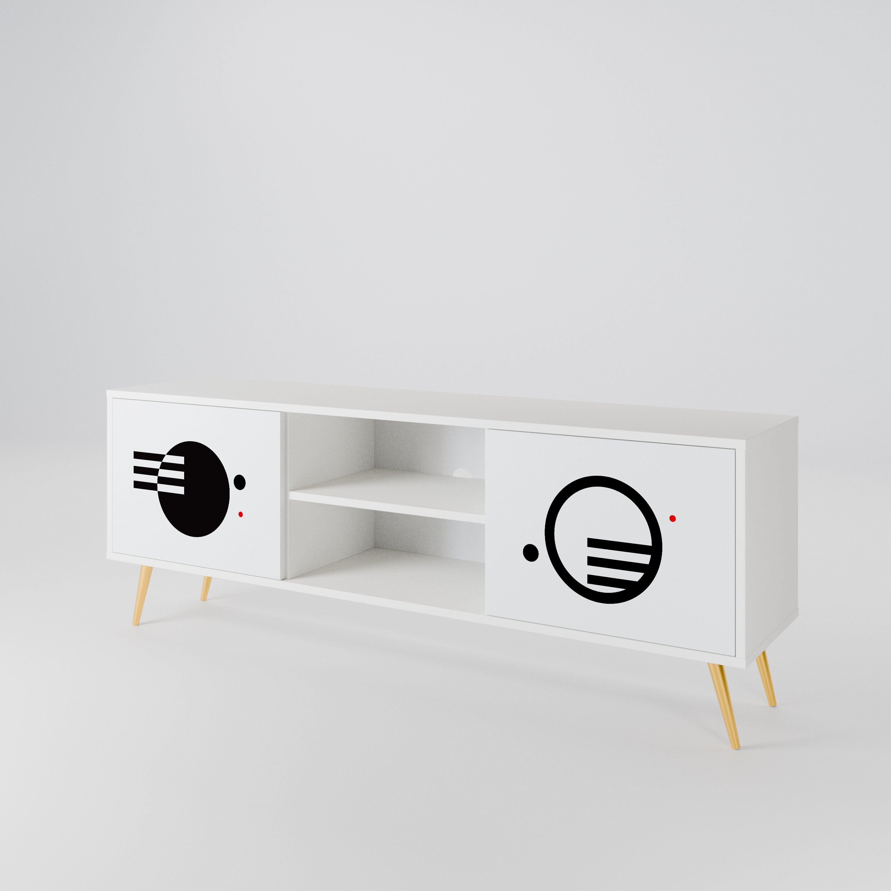 BLACK AND WHITE COMBINATION Mueble de TV de 2 Puertas