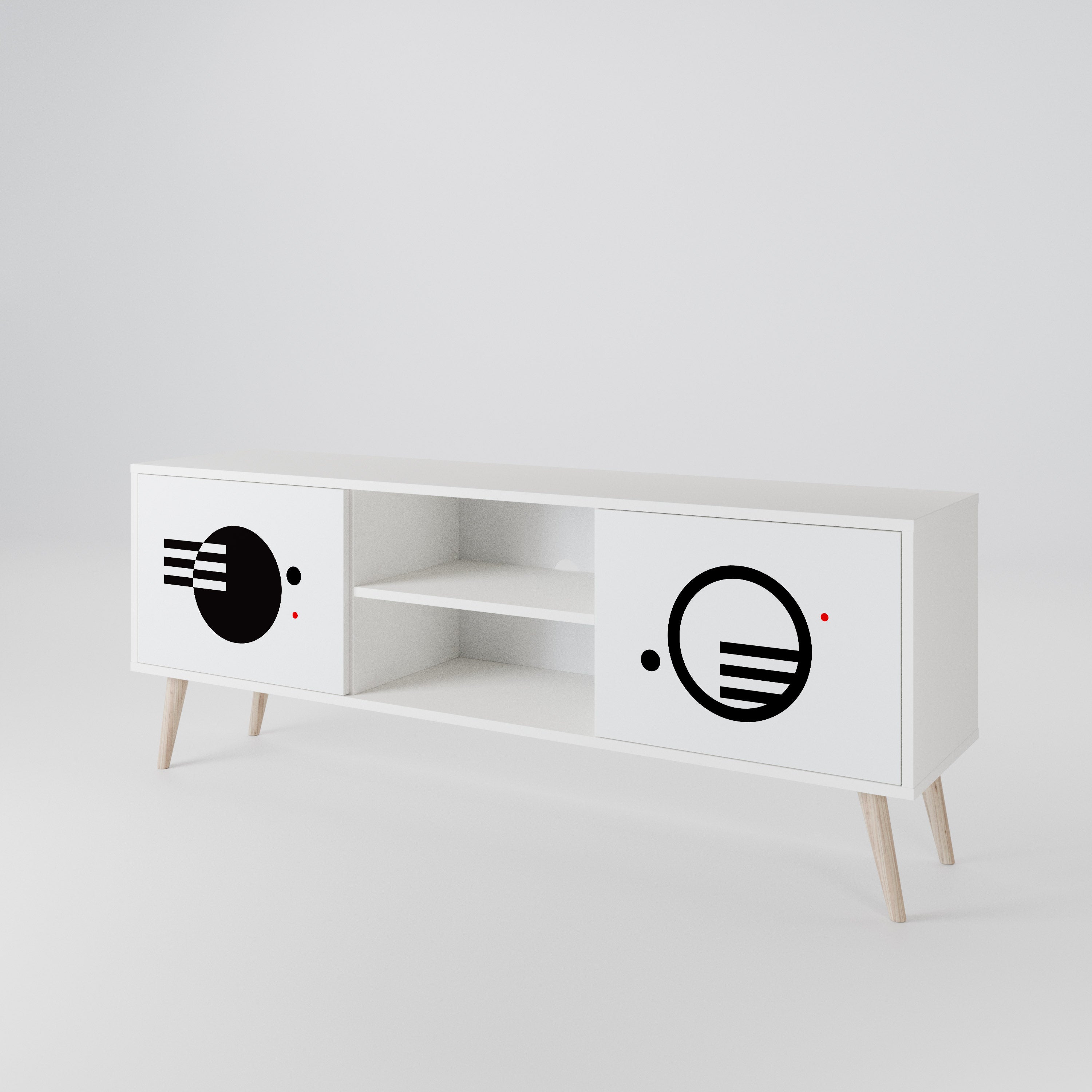 BLACK AND WHITE COMBINATION Mueble de TV de 2 Puertas
