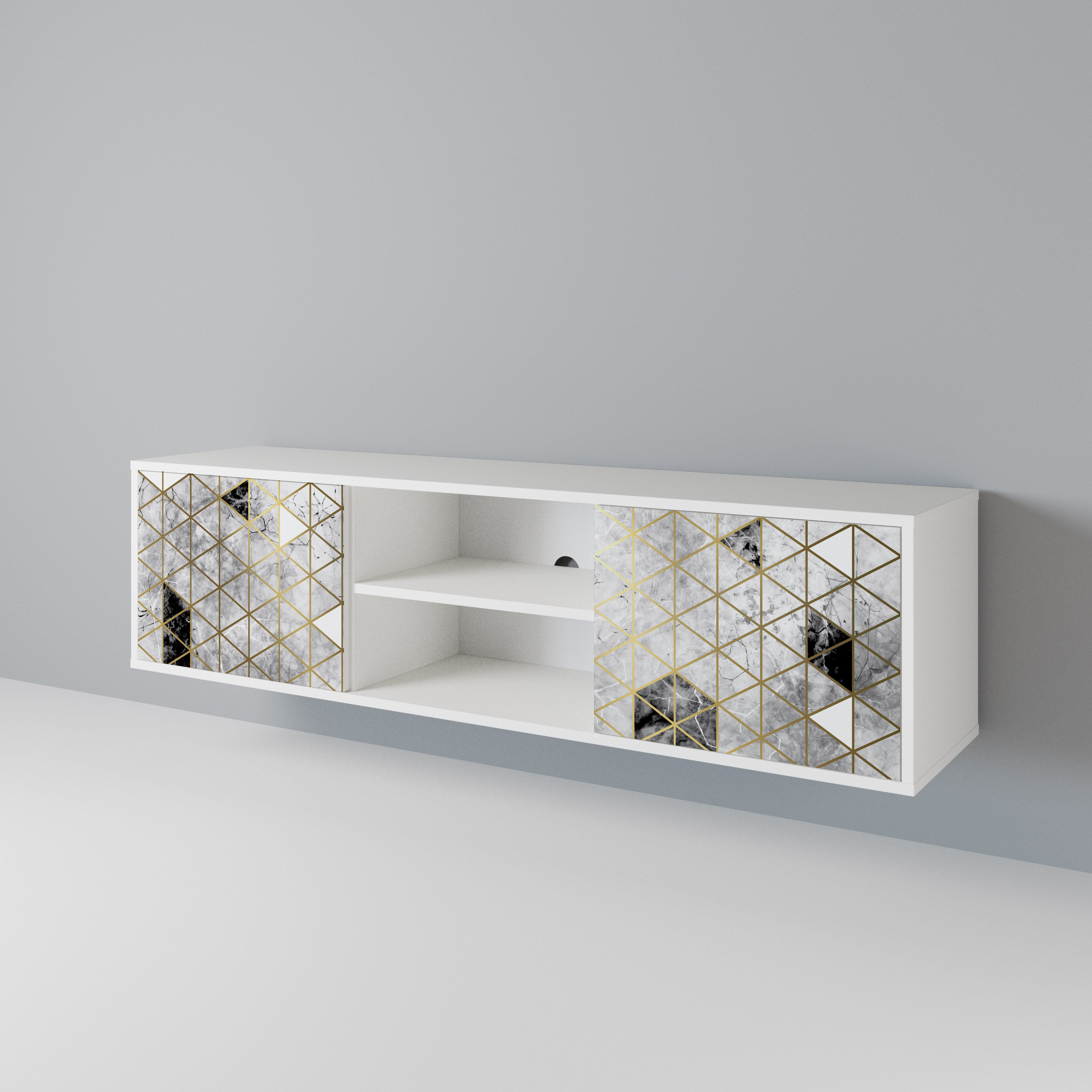 ASHEN ARIA Mueble de TV de 2 Puertas
