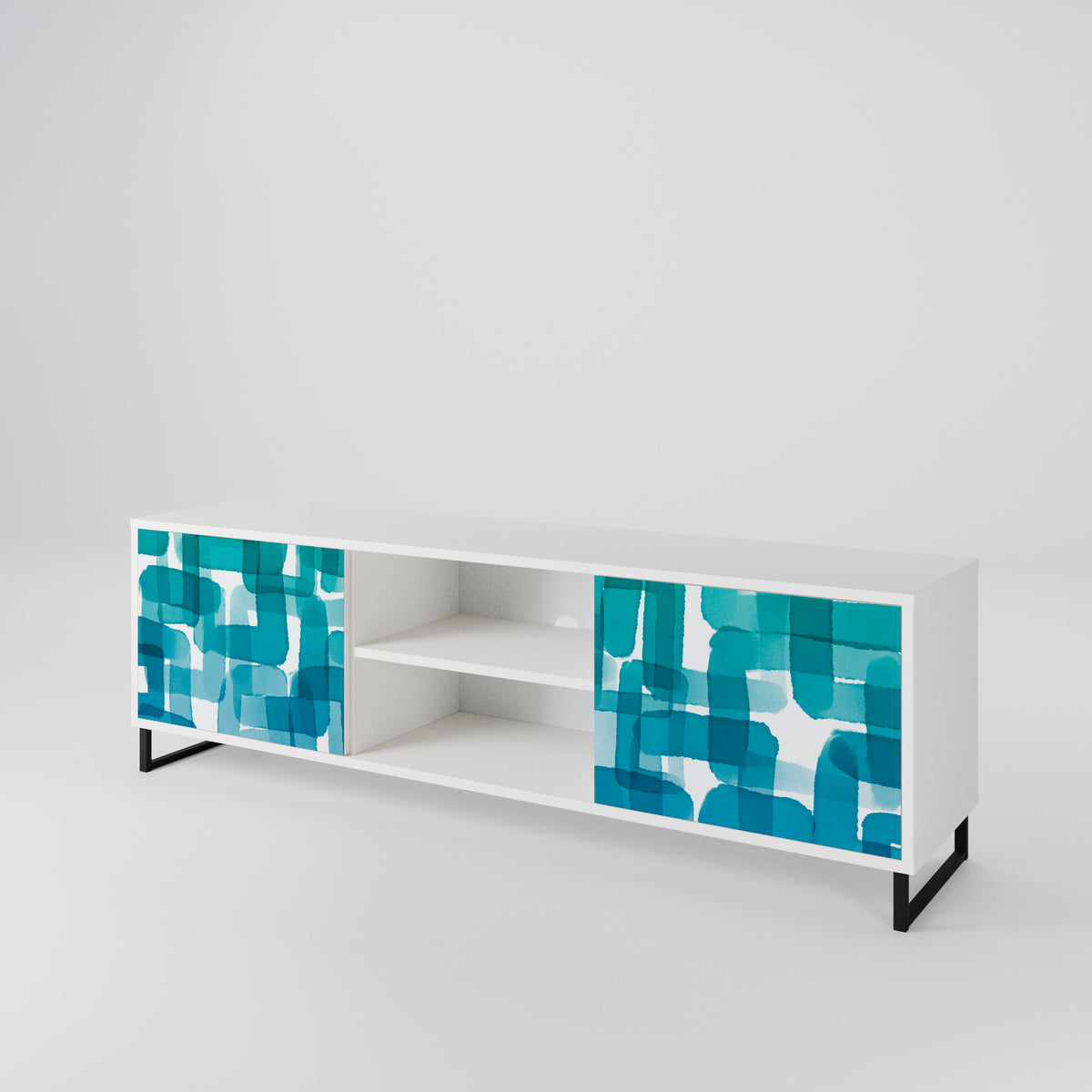 TURQUOISE RECTANGLES Mueble de TV de 2 Puertas