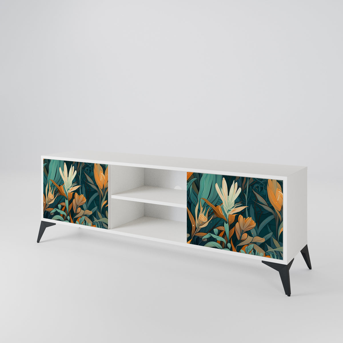 FLORAL SERENITY Mueble de TV de 2 Puertas