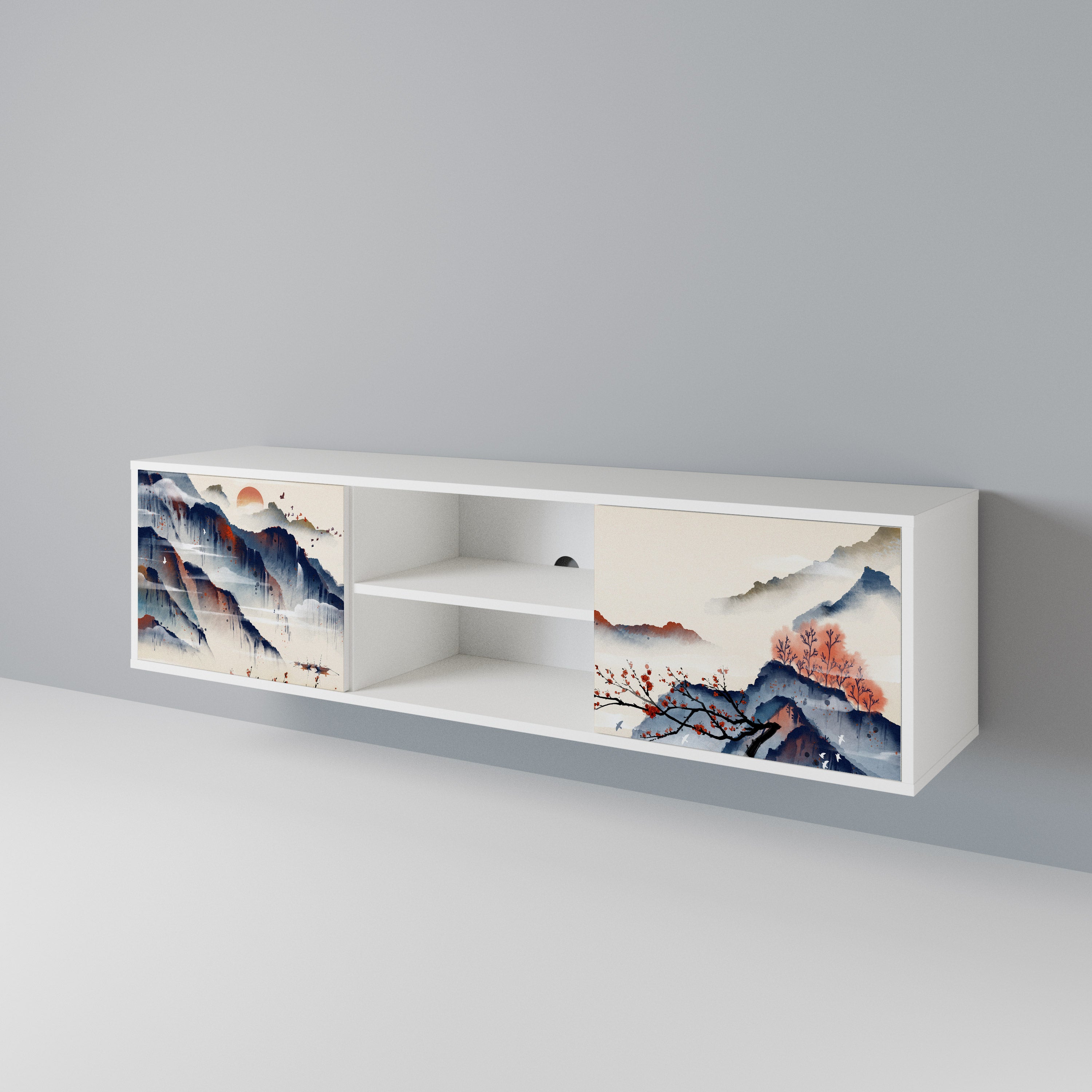 JAPANESE LANDSCAPE Mueble de TV de 2 Puertas