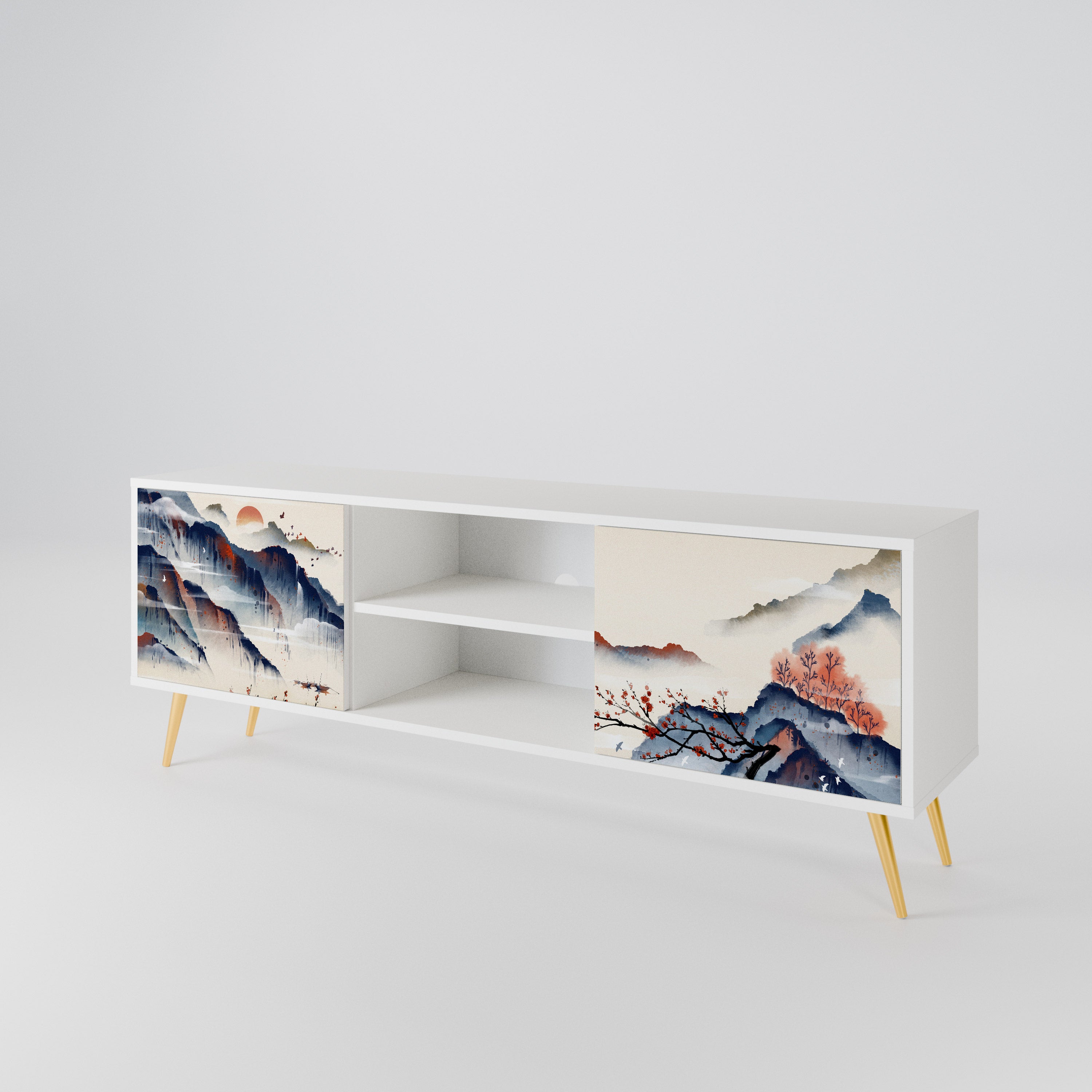 JAPANESE LANDSCAPE Mueble de TV de 2 Puertas