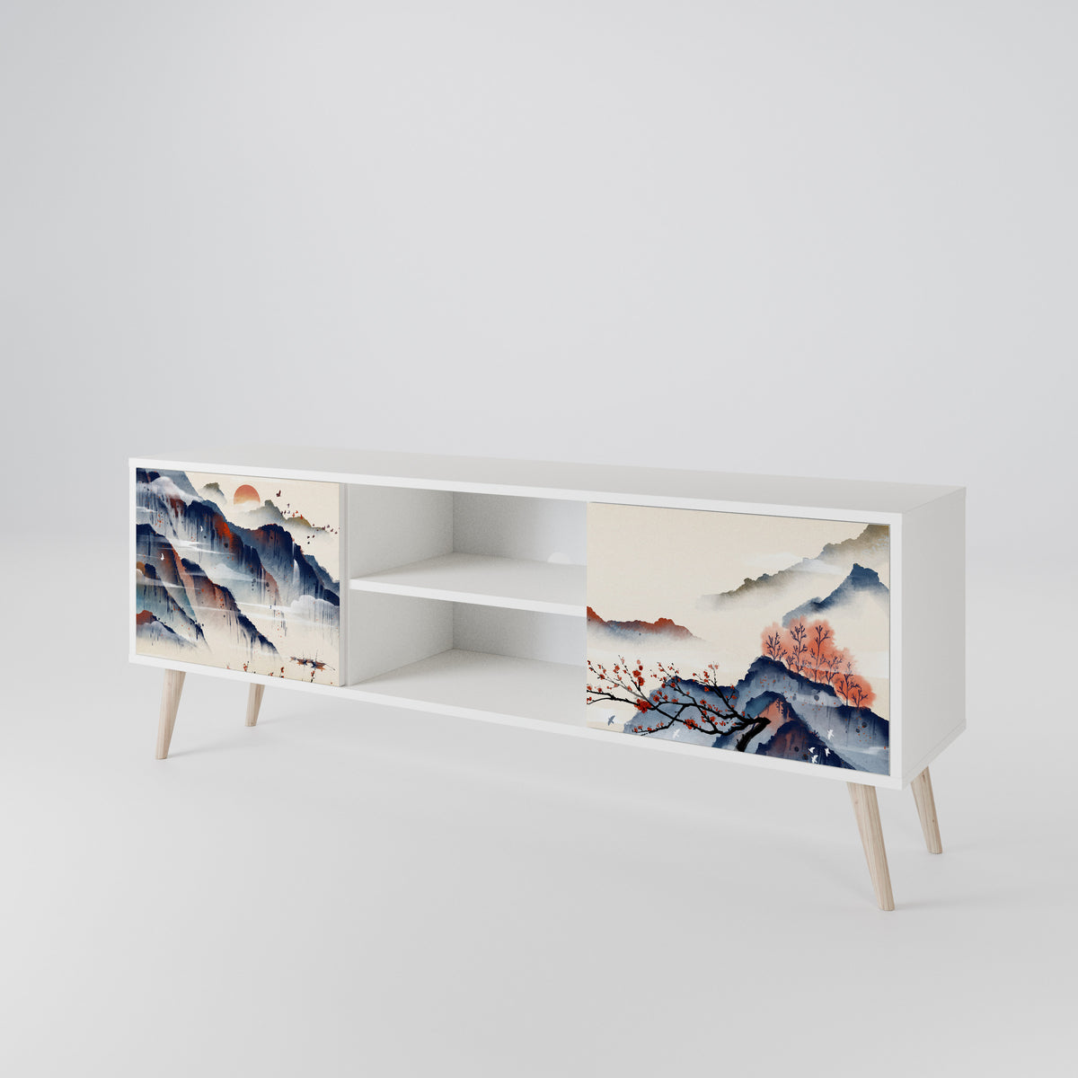JAPANESE LANDSCAPE Mueble de TV de 2 Puertas