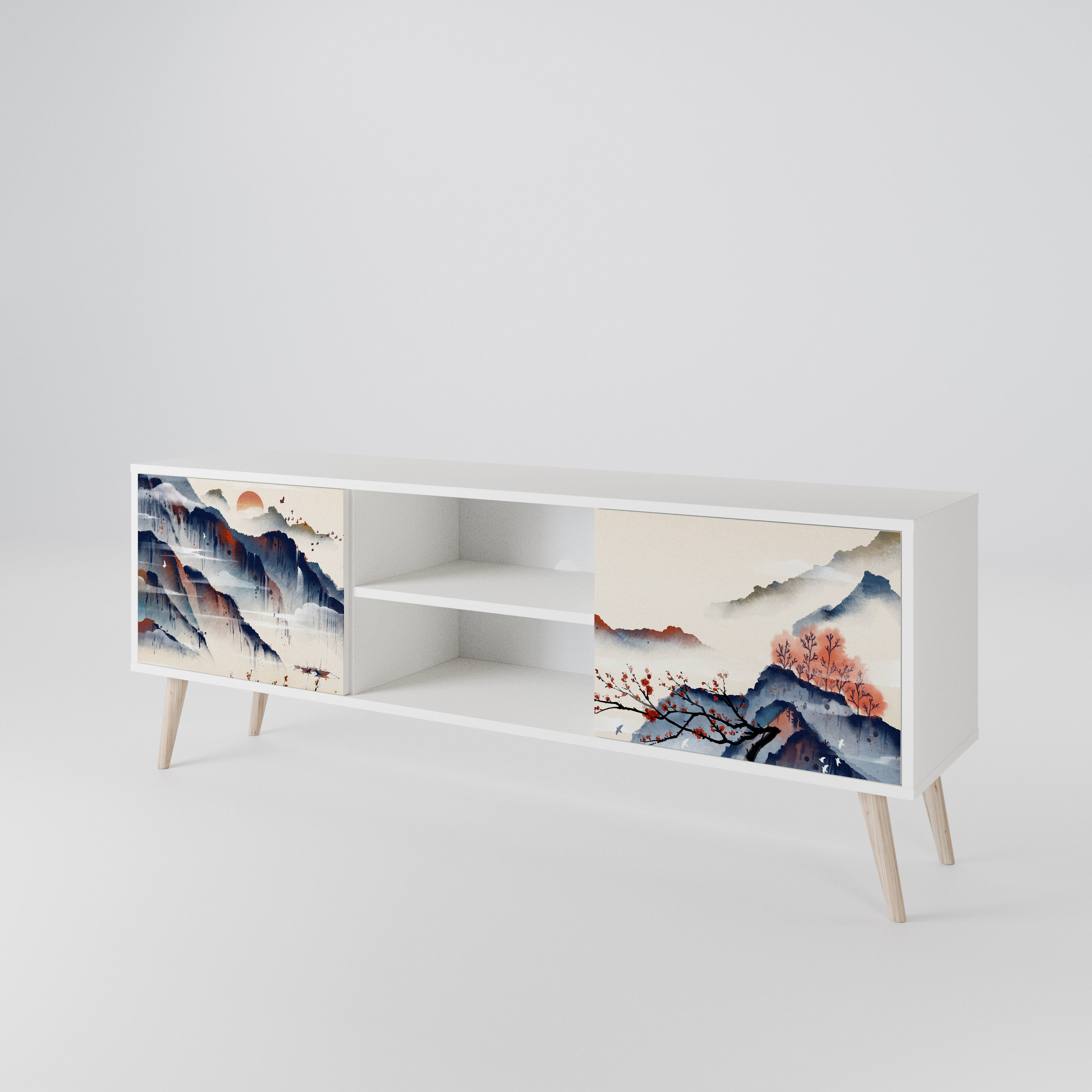 JAPANESE LANDSCAPE Mueble de TV de 2 Puertas