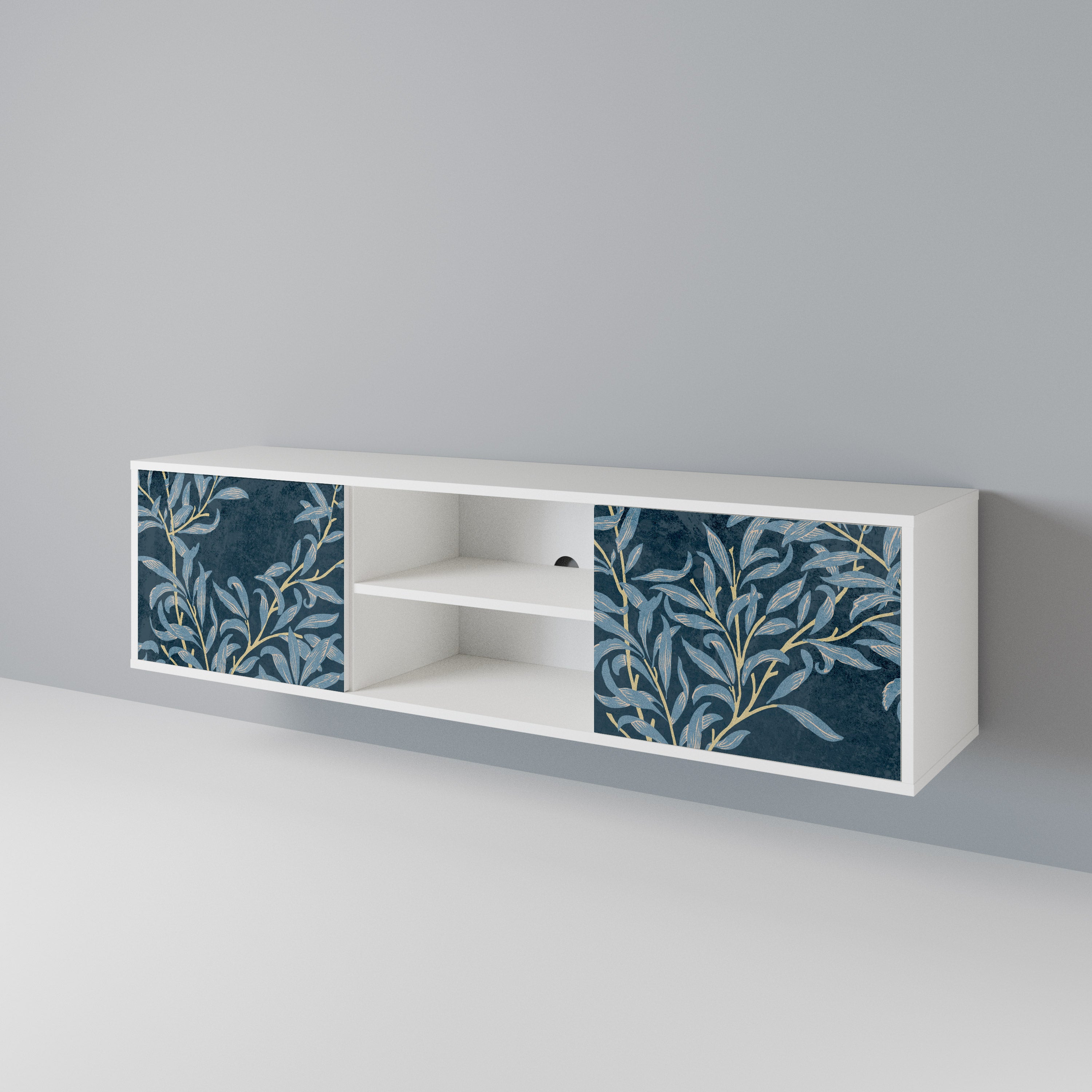 BLUE LEAVES Mueble de TV de 2 Puertas