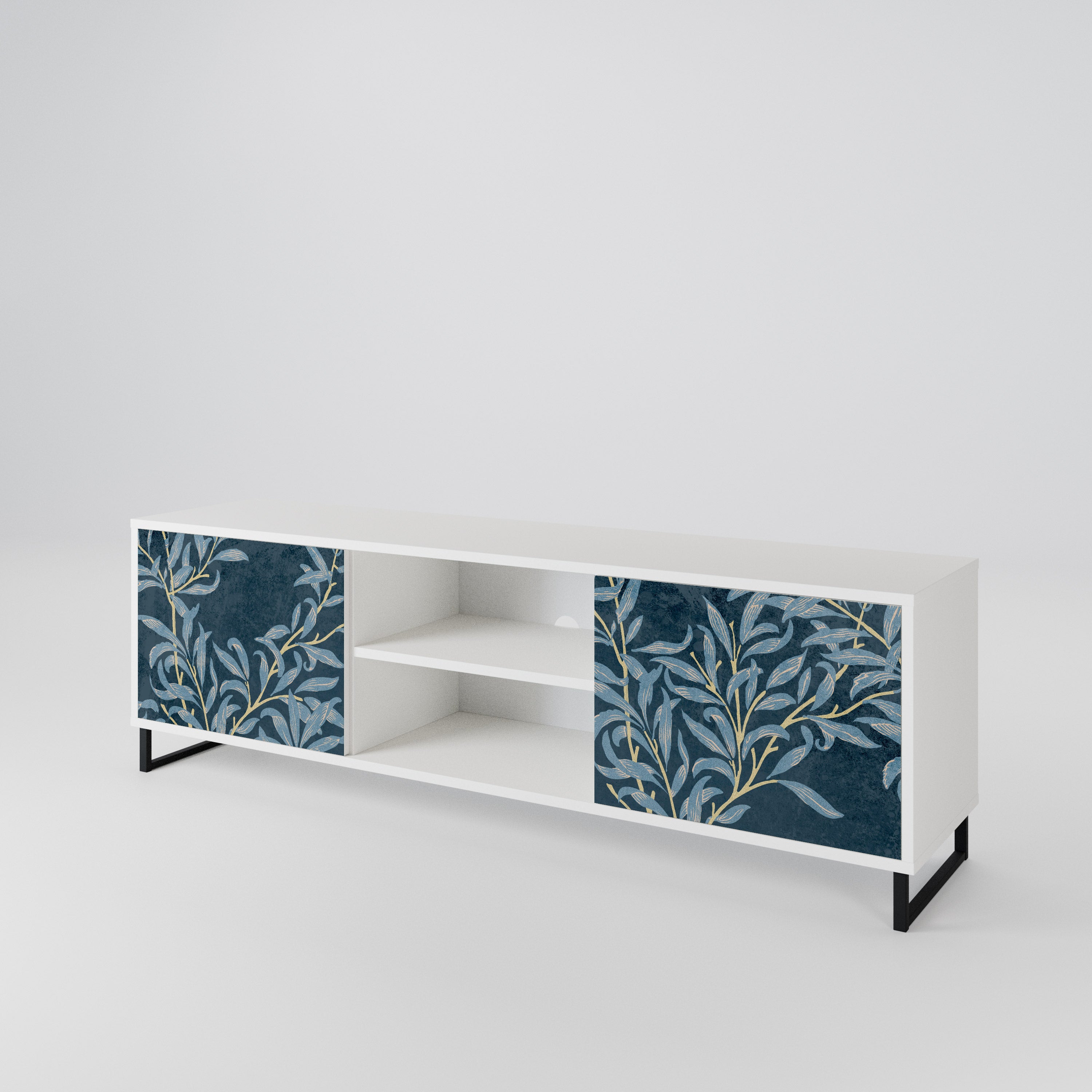 BLUE LEAVES Mueble de TV de 2 Puertas