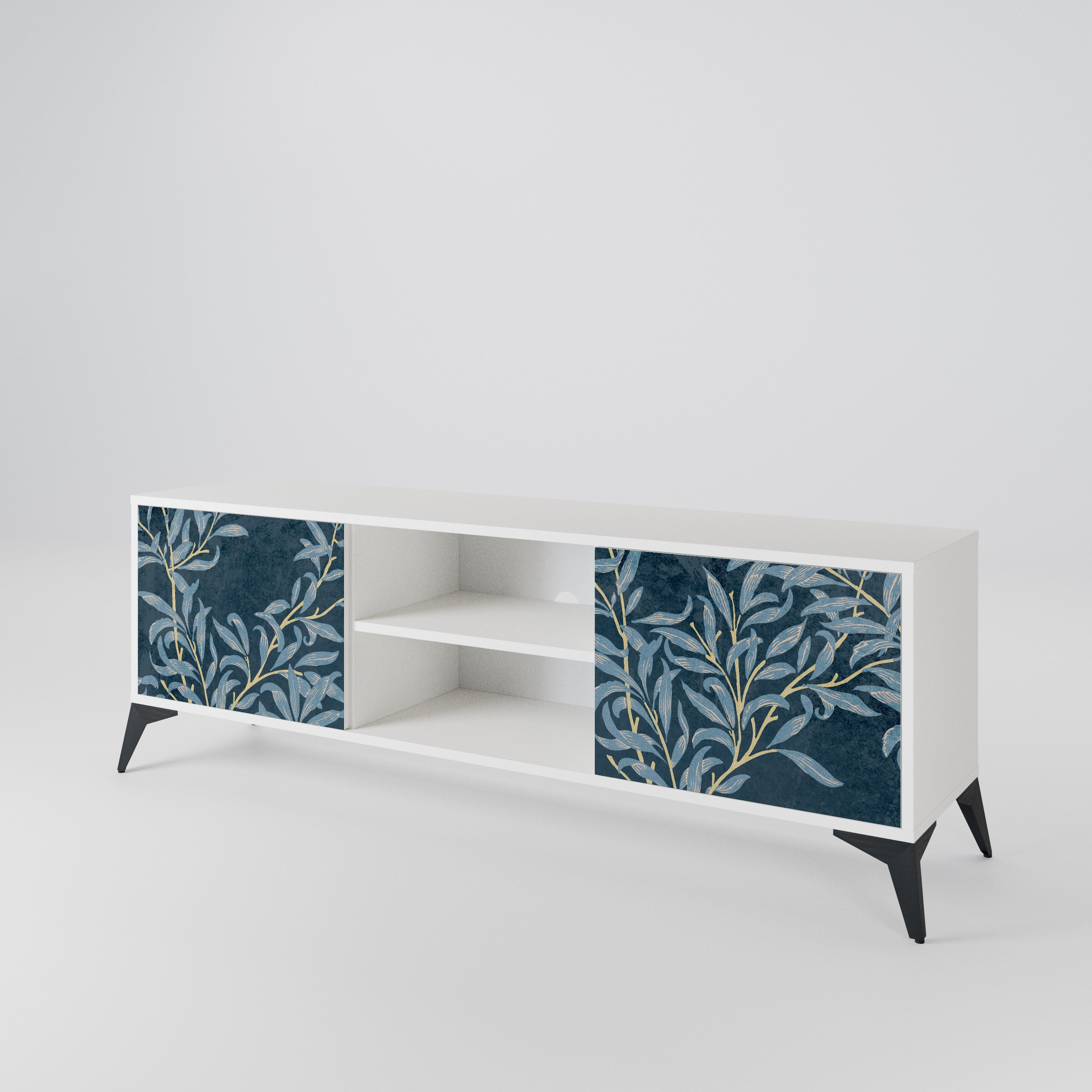 BLUE LEAVES Mueble de TV de 2 Puertas