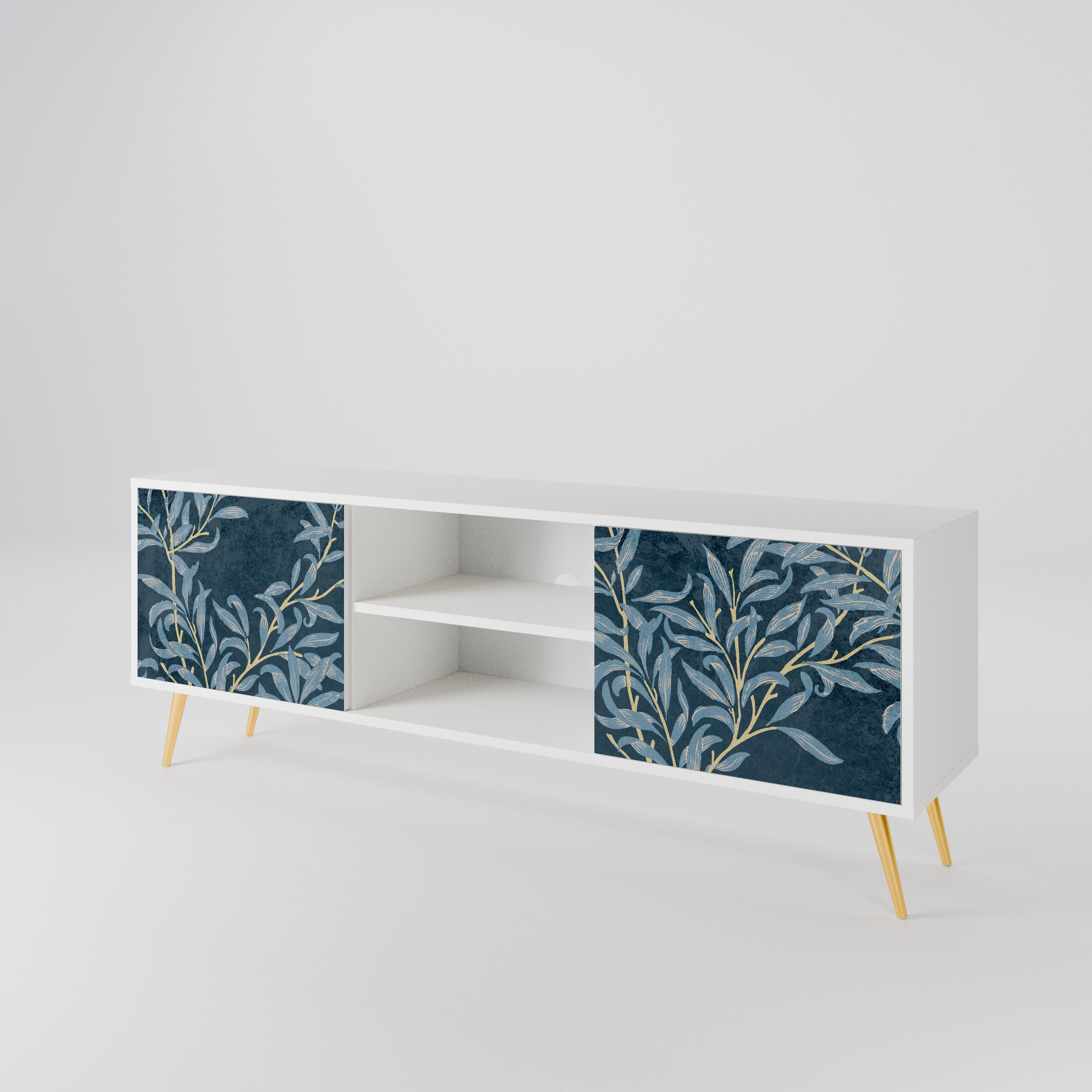 BLUE LEAVES Mueble de TV de 2 Puertas
