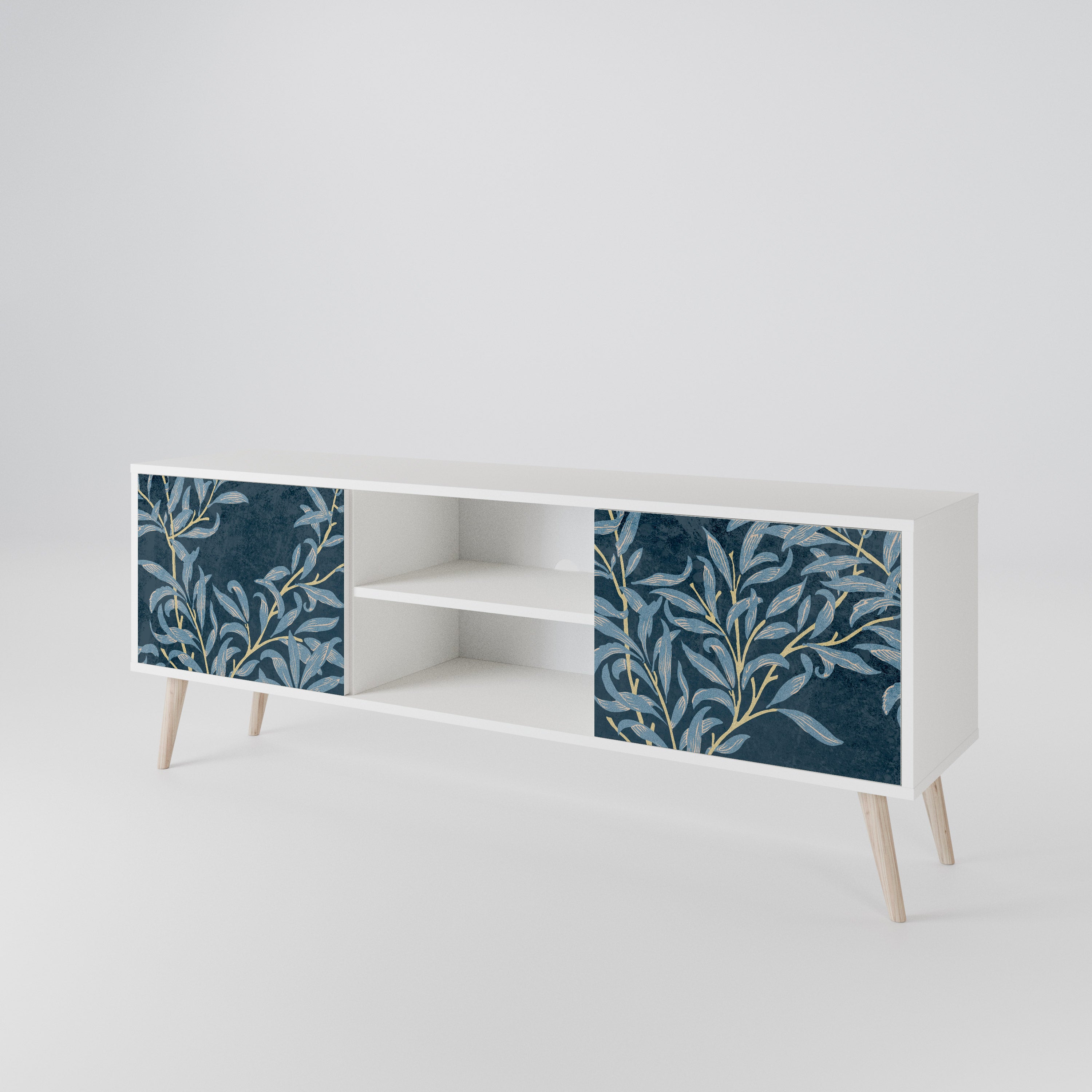 BLUE LEAVES Mueble de TV de 2 Puertas