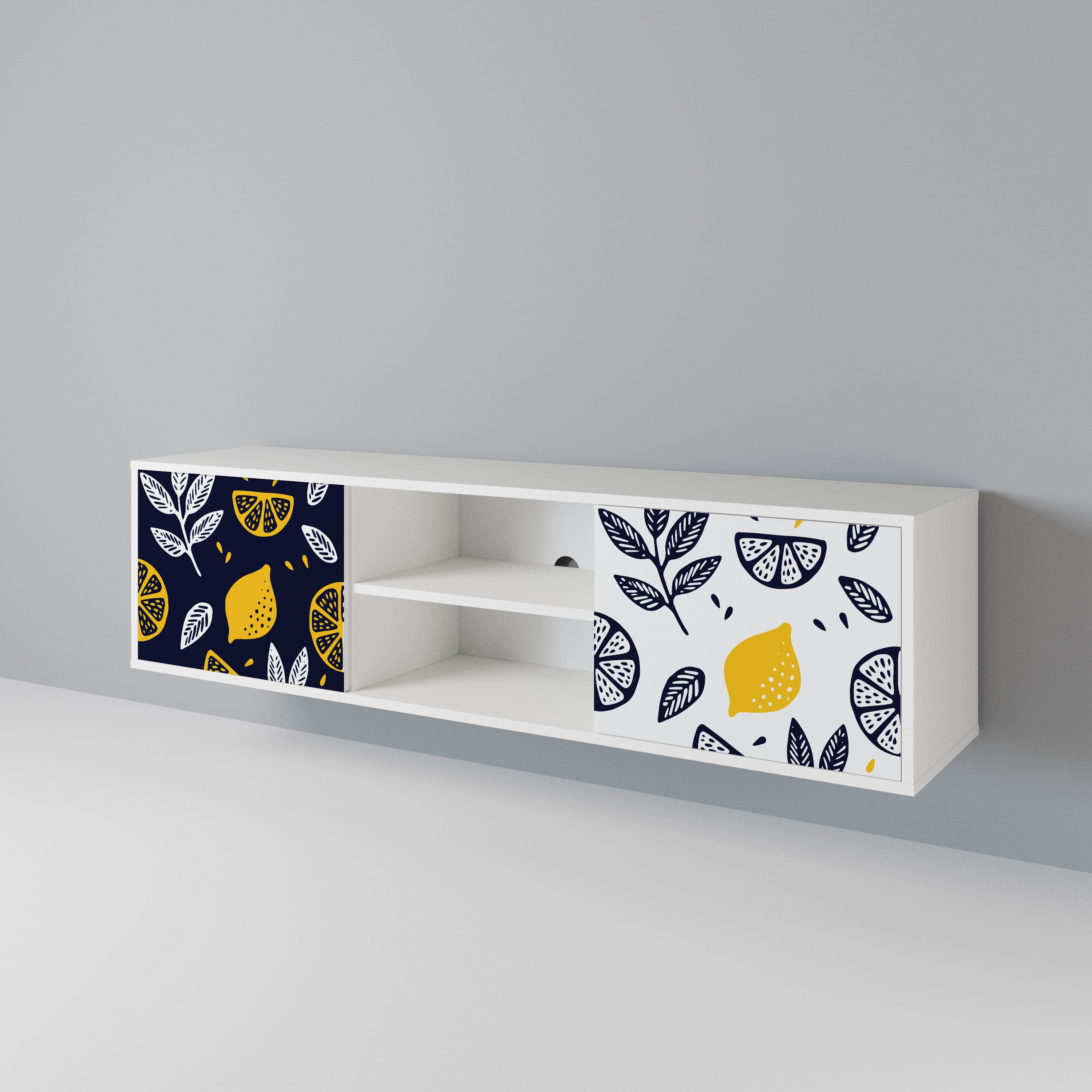 CITRUS BLACK AND WHITE Mueble de TV de 2 Puertas